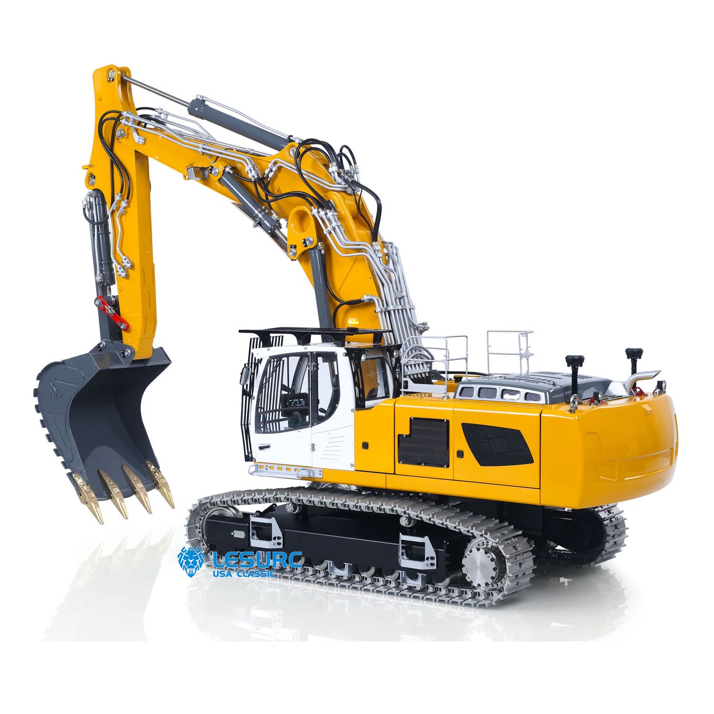LESU 1/14 RC Hydraulic Excavator LR956 Metal 3 Arms Remote Control Digger Model 4+3CH Valve Dual Pumps Light Flysky PL18EV LITE