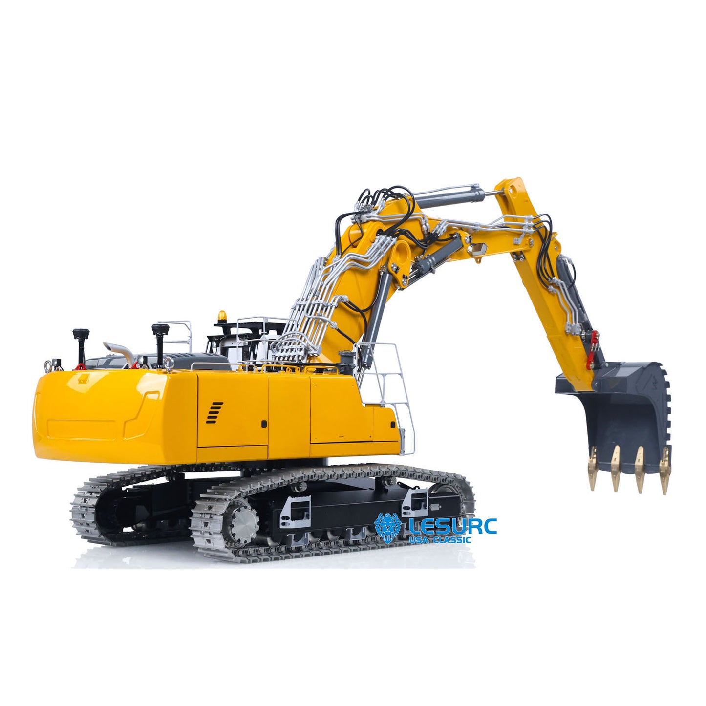 LESU 1/14 RC Hydraulic Excavator LR956 Metal 3 Arms Remote Control Digger Model 4+3CH Valve Dual Pumps Light Flysky PL18EV LITE