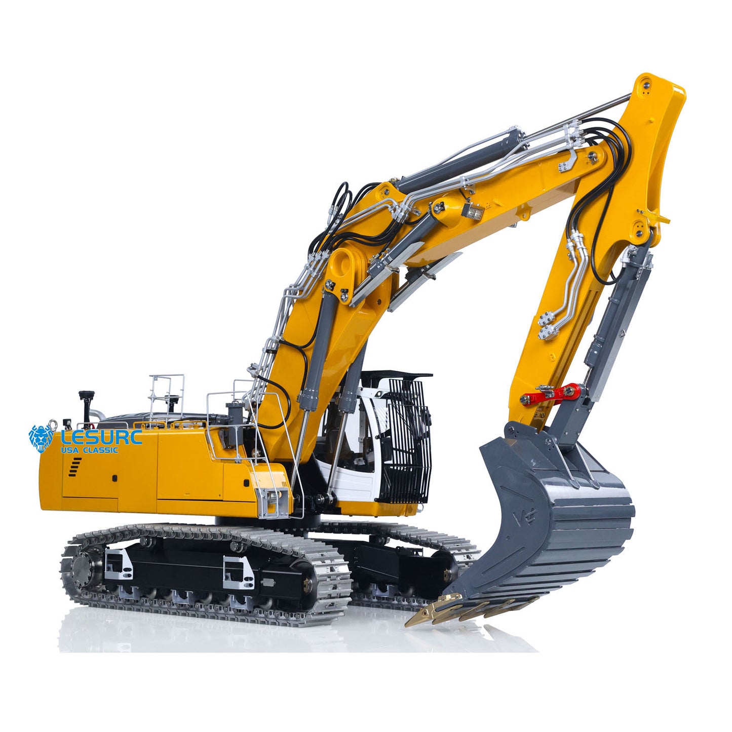 LESU 1/14 RC Hydraulic Excavator LR956 Metal 3 Arms Remote Control Digger Model 4+3CH Valve Dual Pumps Light Flysky PL18EV LITE