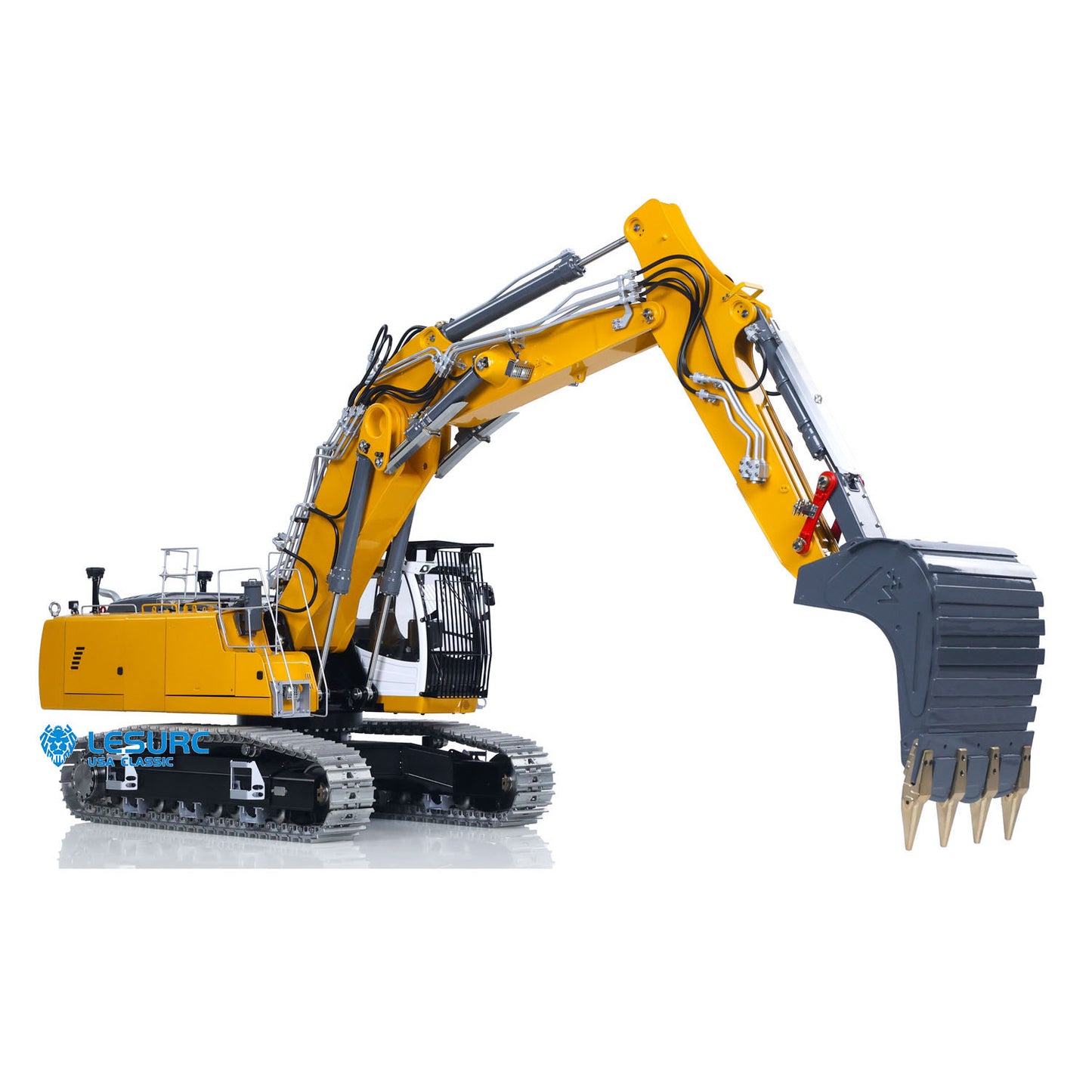 LESU 1/14 RC Hydraulic Excavator LR956 Metal 3 Arms Remote Control Digger Model 4+3CH Valve Dual Pumps Light Flysky PL18EV LITE