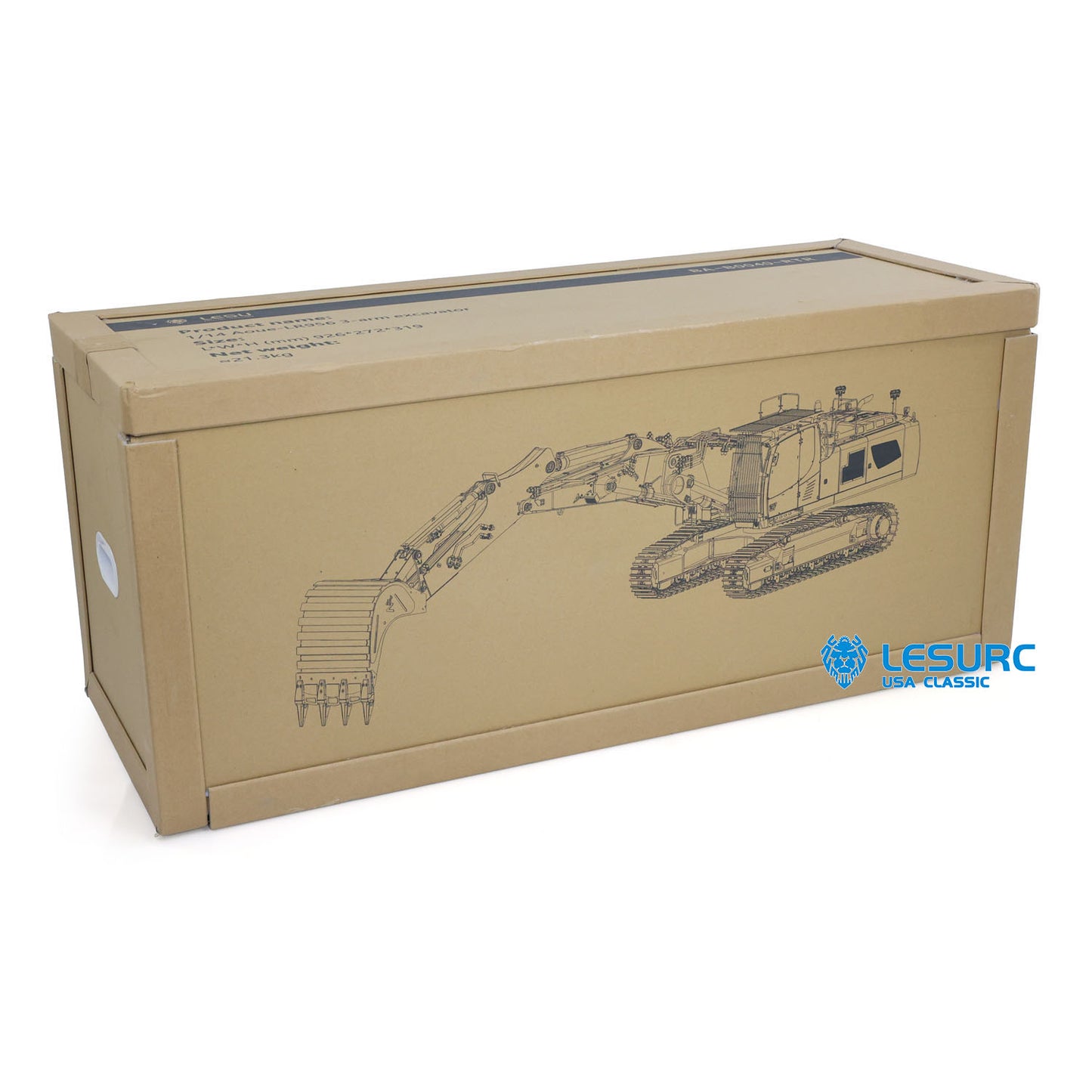 LESU 1/14 RC Hydraulic Excavator LR956 Metal 3 Arms Remote Control Digger Model 4+3CH Valve Dual Pumps Light Flysky PL18EV LITE