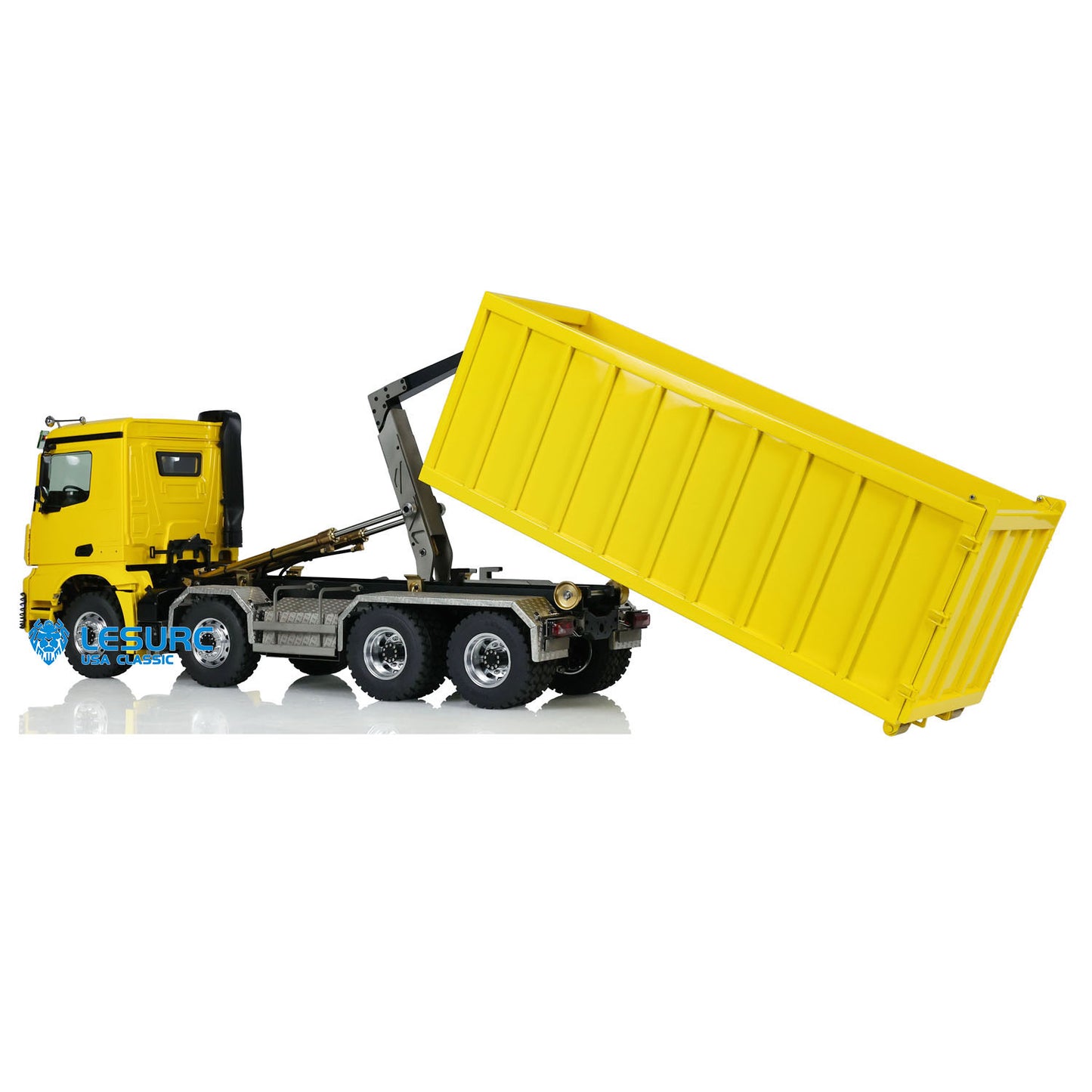 LESU 1/14 8x8 Hydraulic RC Dump Truck Roll On/Off Truck Metal Waste Bin Bucket Tipper Car I6S Radio Control