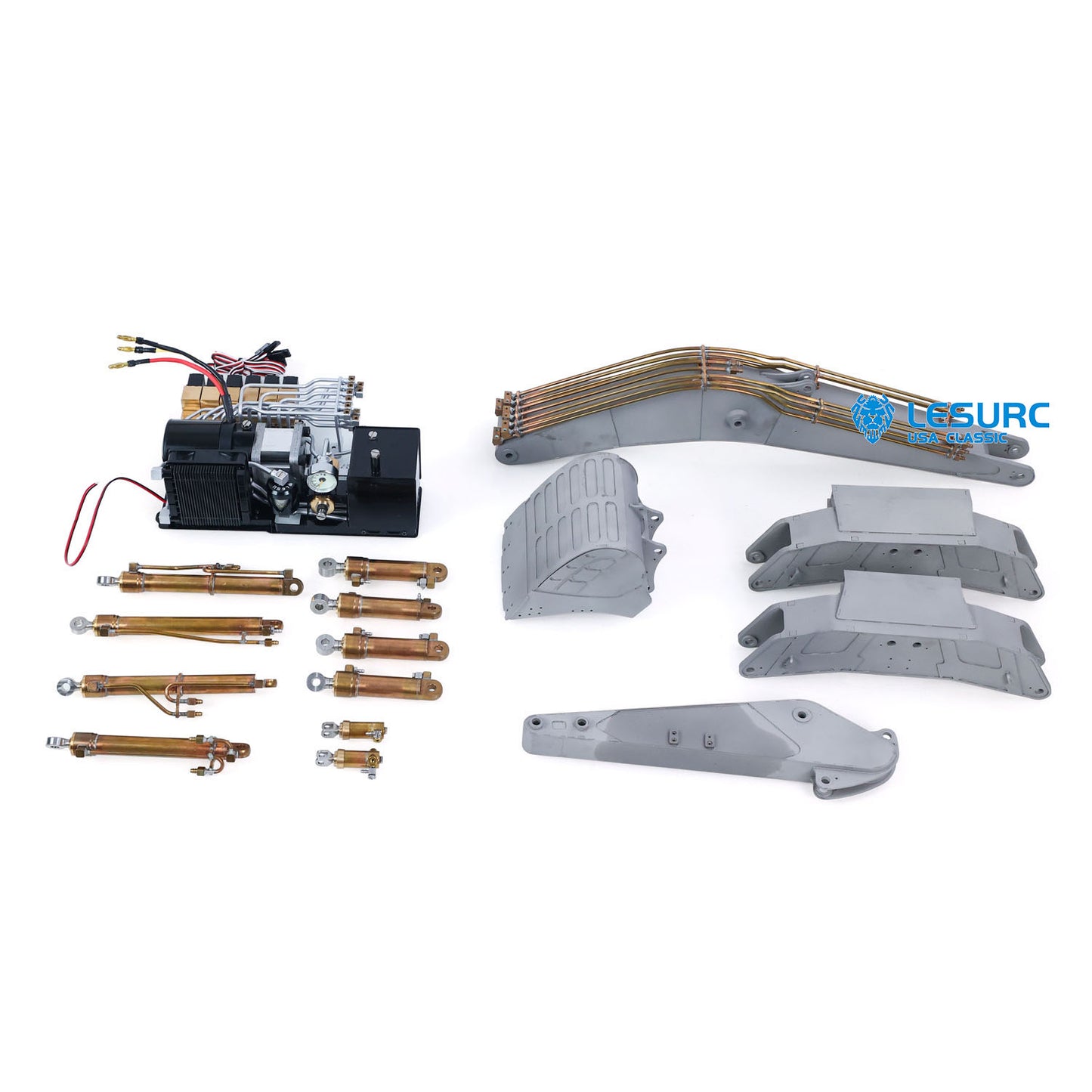 1/14 Scale LESU RC Model Metal Hydraulic Aoue ET30H Wheeled Excavator Digger Pump Valve Light Motor ESC Servo Upgrade Accessories