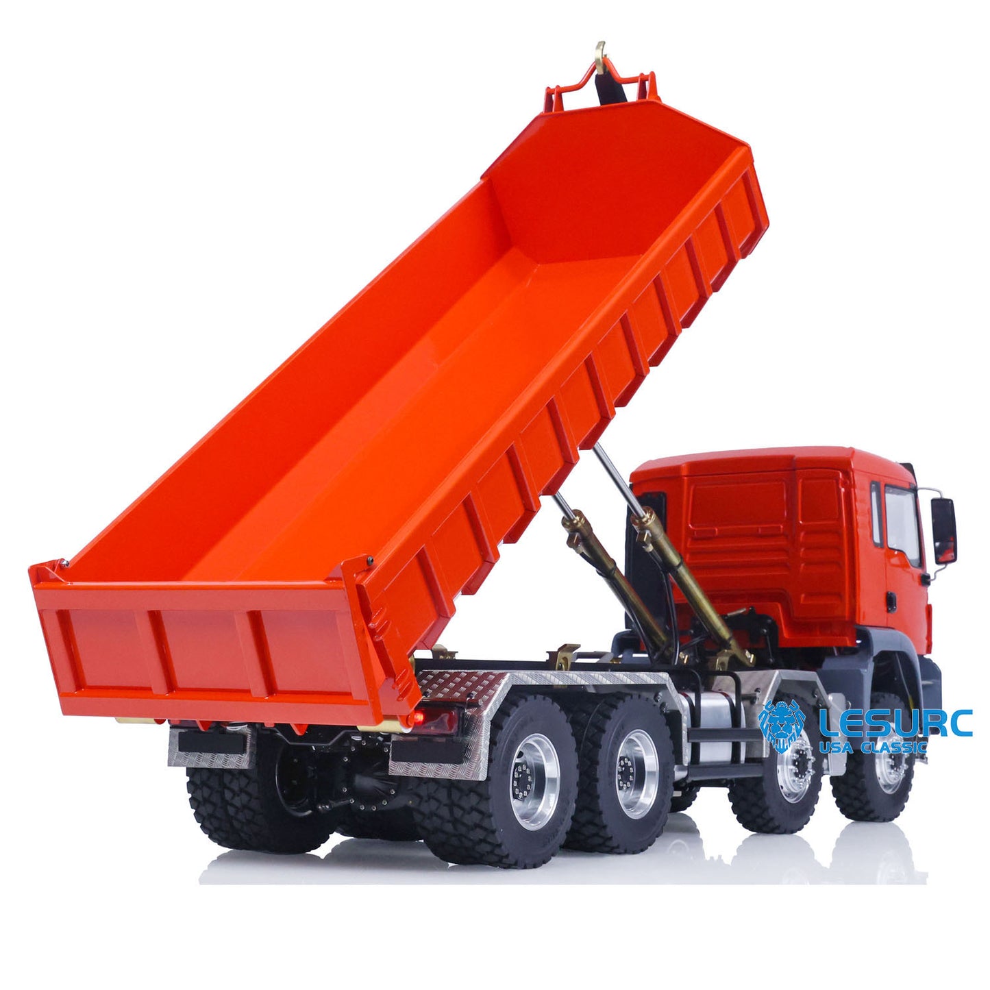 LESU 1/14 8x8 Metal Hydraulic RC Roll On Off Dump Truck 2 Speed Transmission FlySky I6S Radio Controller Sound Light System