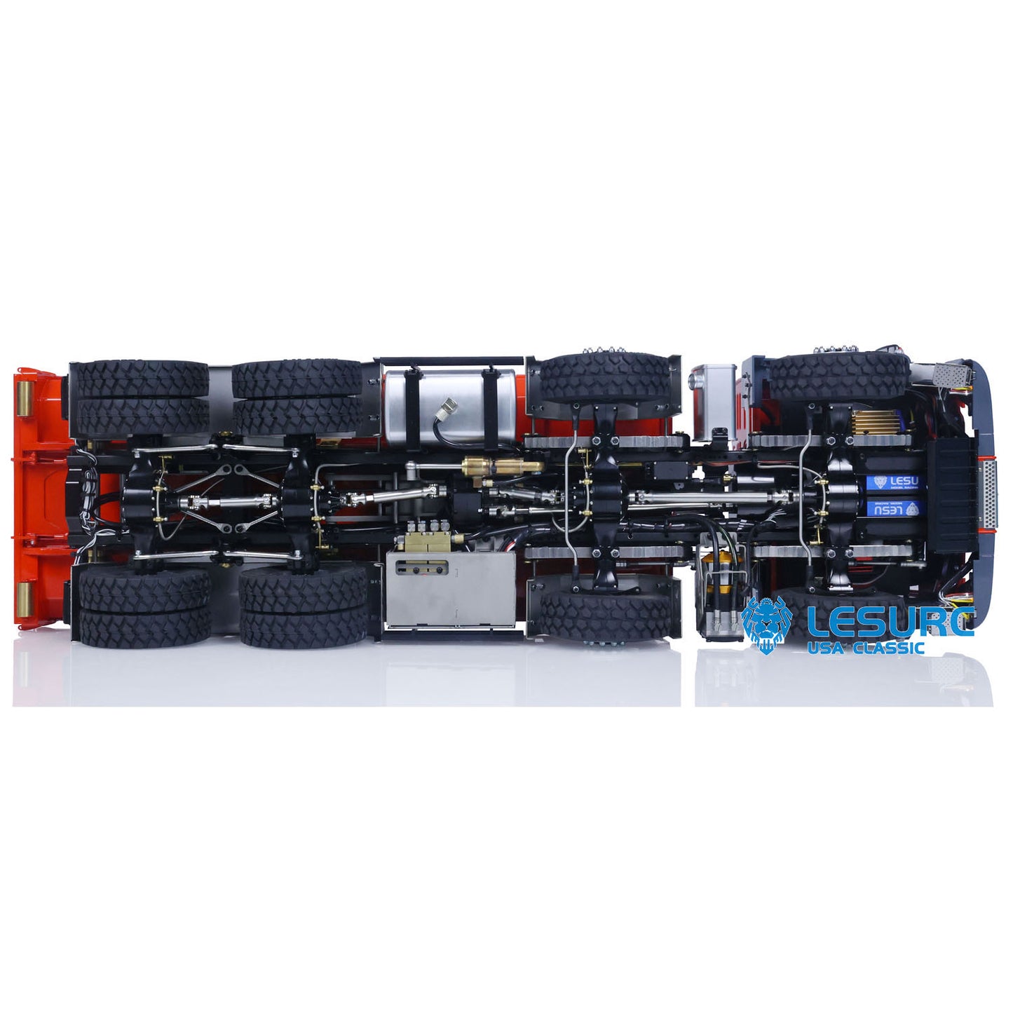 LESU 1/14 8x8 Metal Hydraulic RC Roll On Off Dump Truck 2 Speed Transmission FlySky I6S Radio Controller Sound Light System