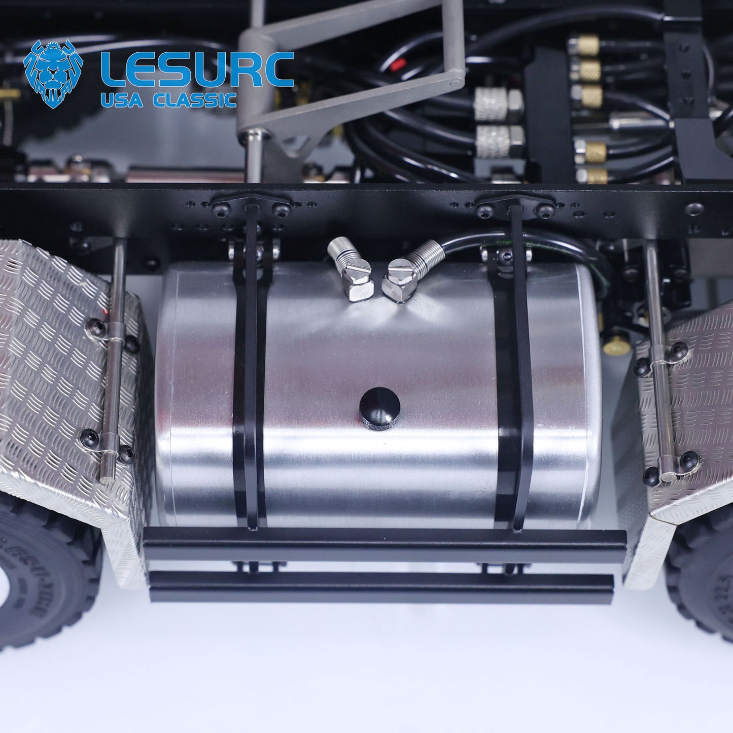 LESU 1/14 8x8 Metal Hydraulic RC Roll On Off Dump Truck 2 Speed Transmission FlySky I6S Radio Controller Sound Light System