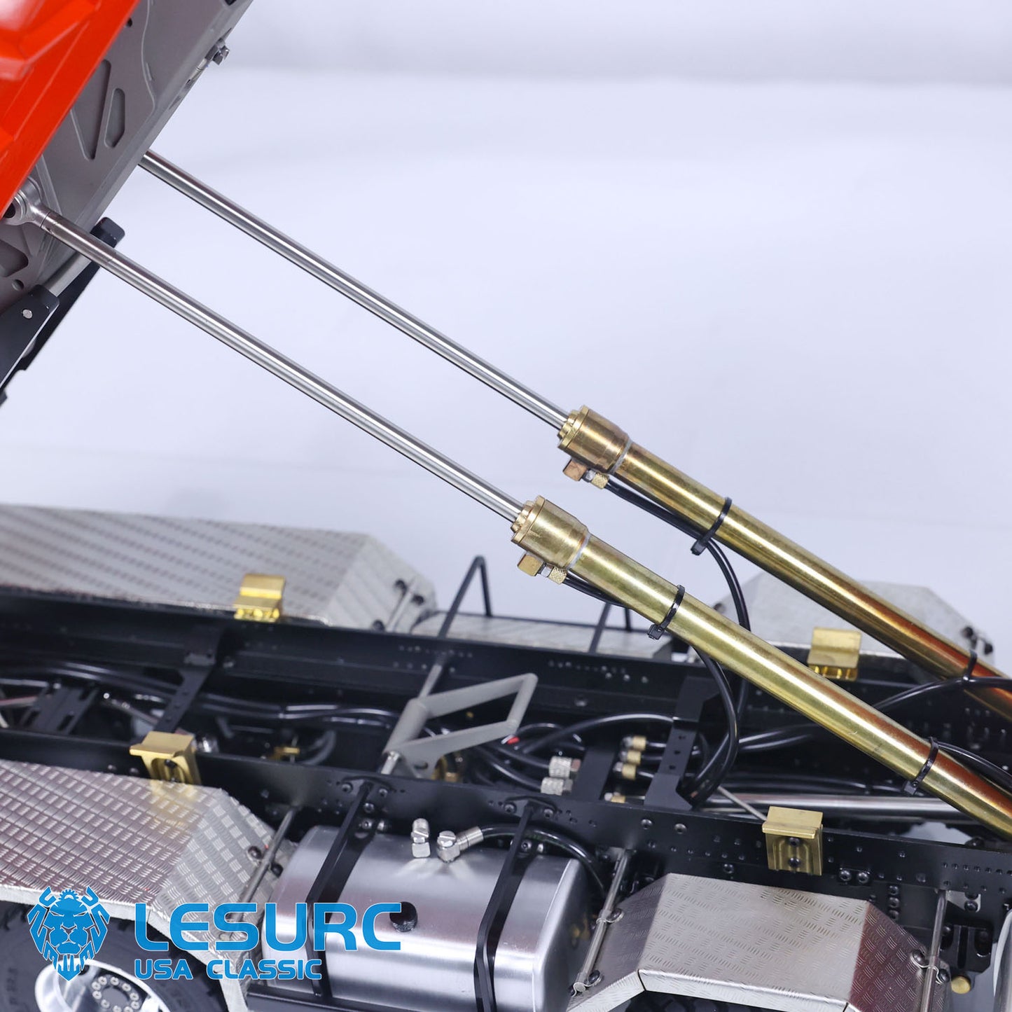 LESU 1/14 8x8 Metal Hydraulic RC Roll On Off Dump Truck 2 Speed Transmission FlySky I6S Radio Controller Sound Light System