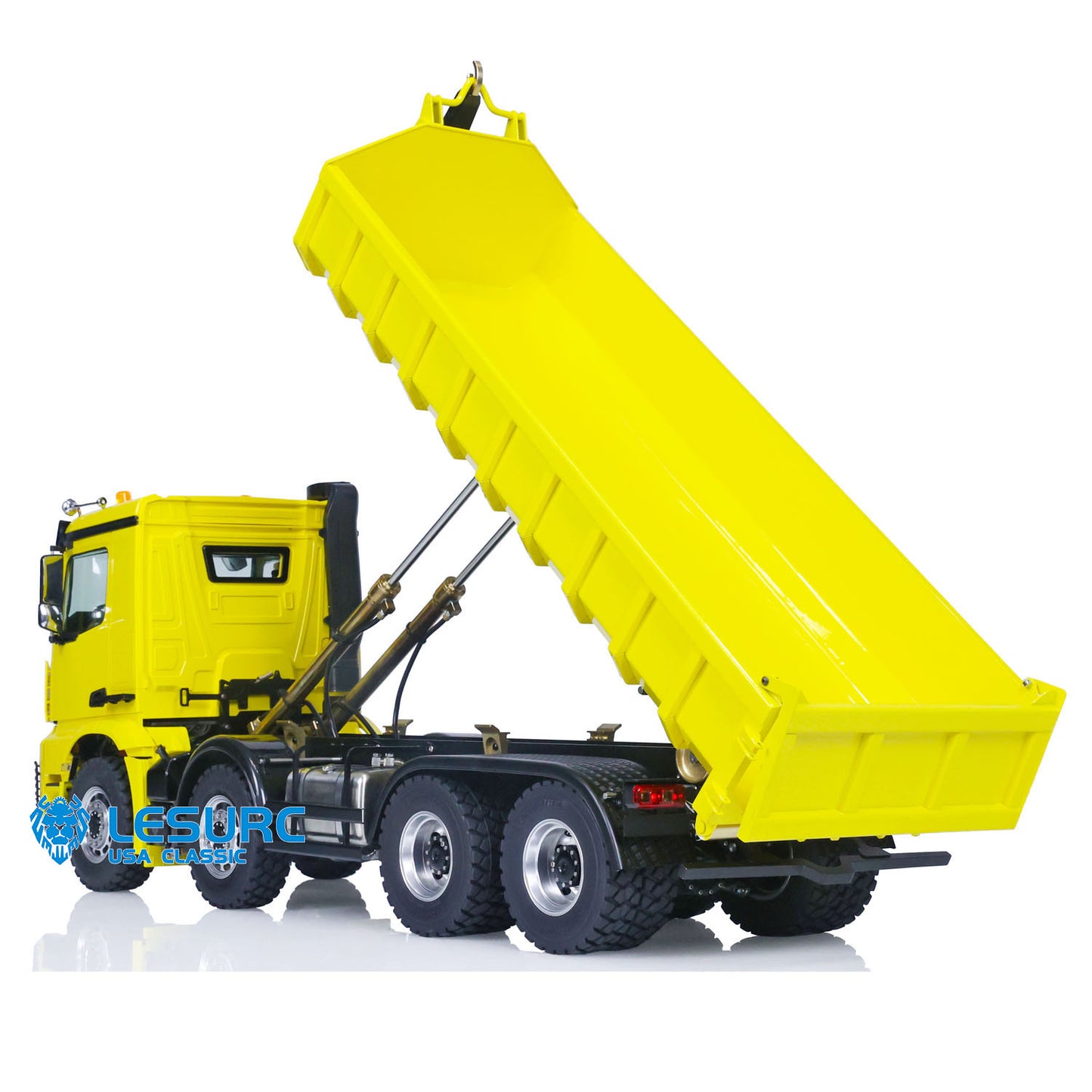 LESU Z0036 1/14 Metal 8x8 Hydraulic RC Roll On Off Dump Truck with 2 Speed Transmission Light Sound Hooks for Engineering Model Hobbyists
