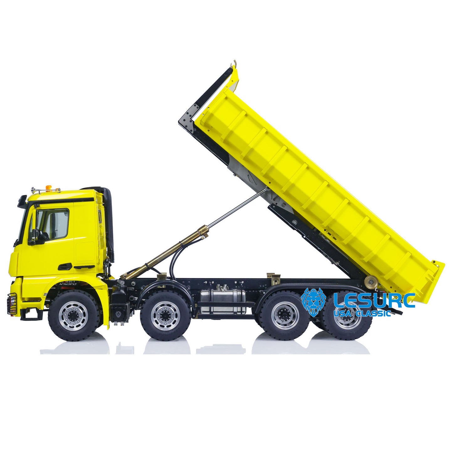 LESU Z0036 1/14 Metal 8x8 Hydraulic RC Roll On Off Dump Truck with 2 Speed Transmission Light Sound Hooks for Engineering Model Hobbyists
