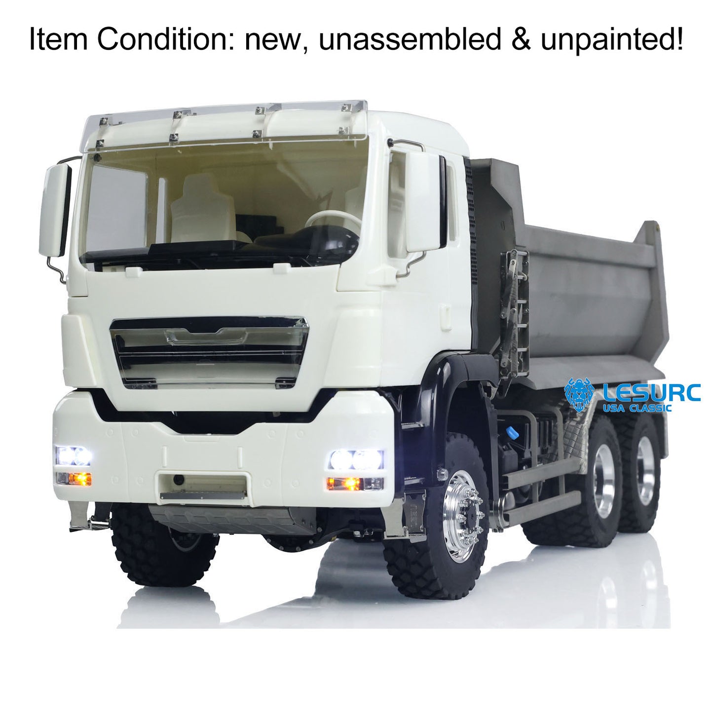 LESU 6*6 Front Cylinder Hydraulic Dumper Truck Tipper for 1/14 Scale Remote Controlled Model Construction Vehicles