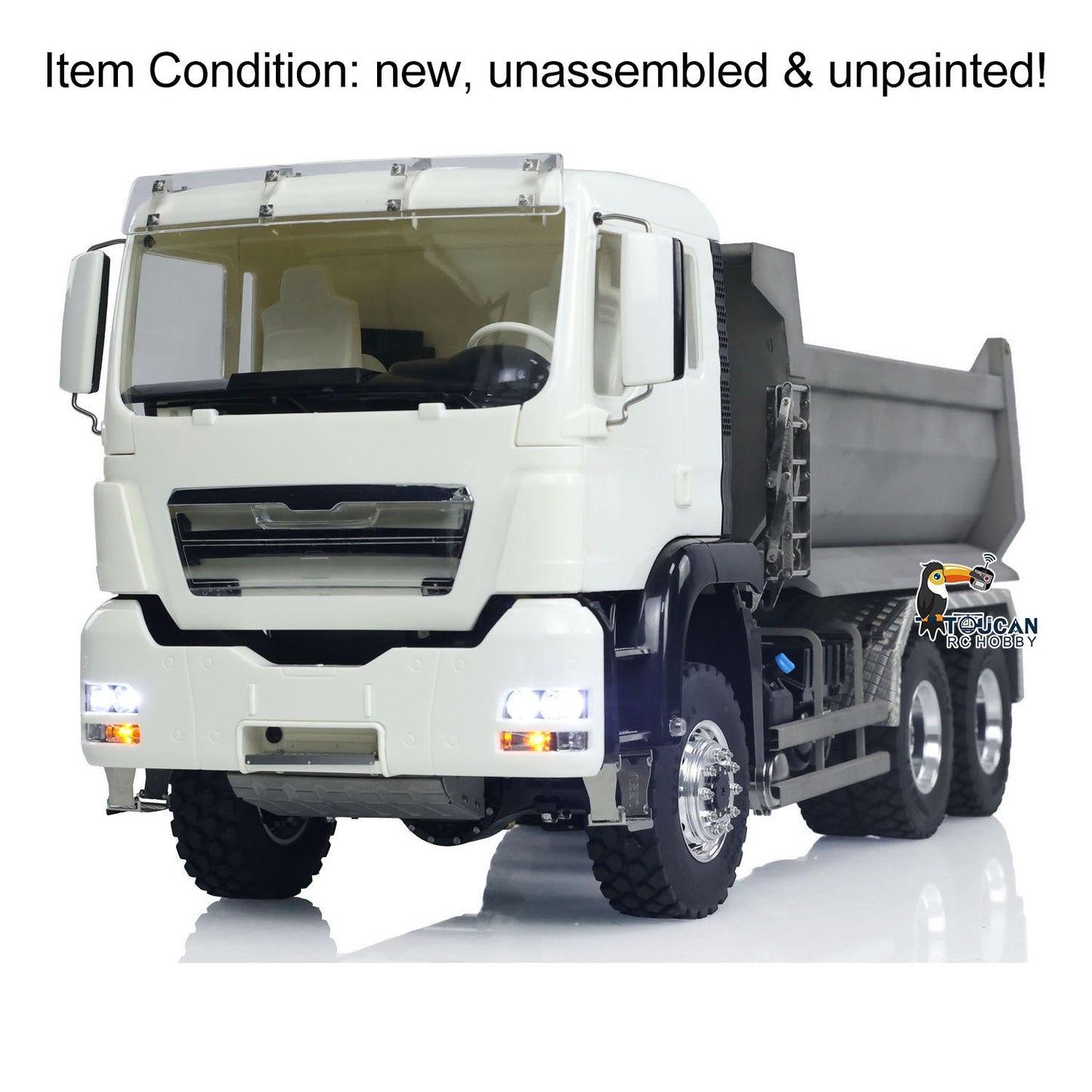 LESU Metal 1/14 Remote Control 6*6 Tractor Truck Dumper Model RC Engineering Vehicle Car With Front Multi-stage U Bucket