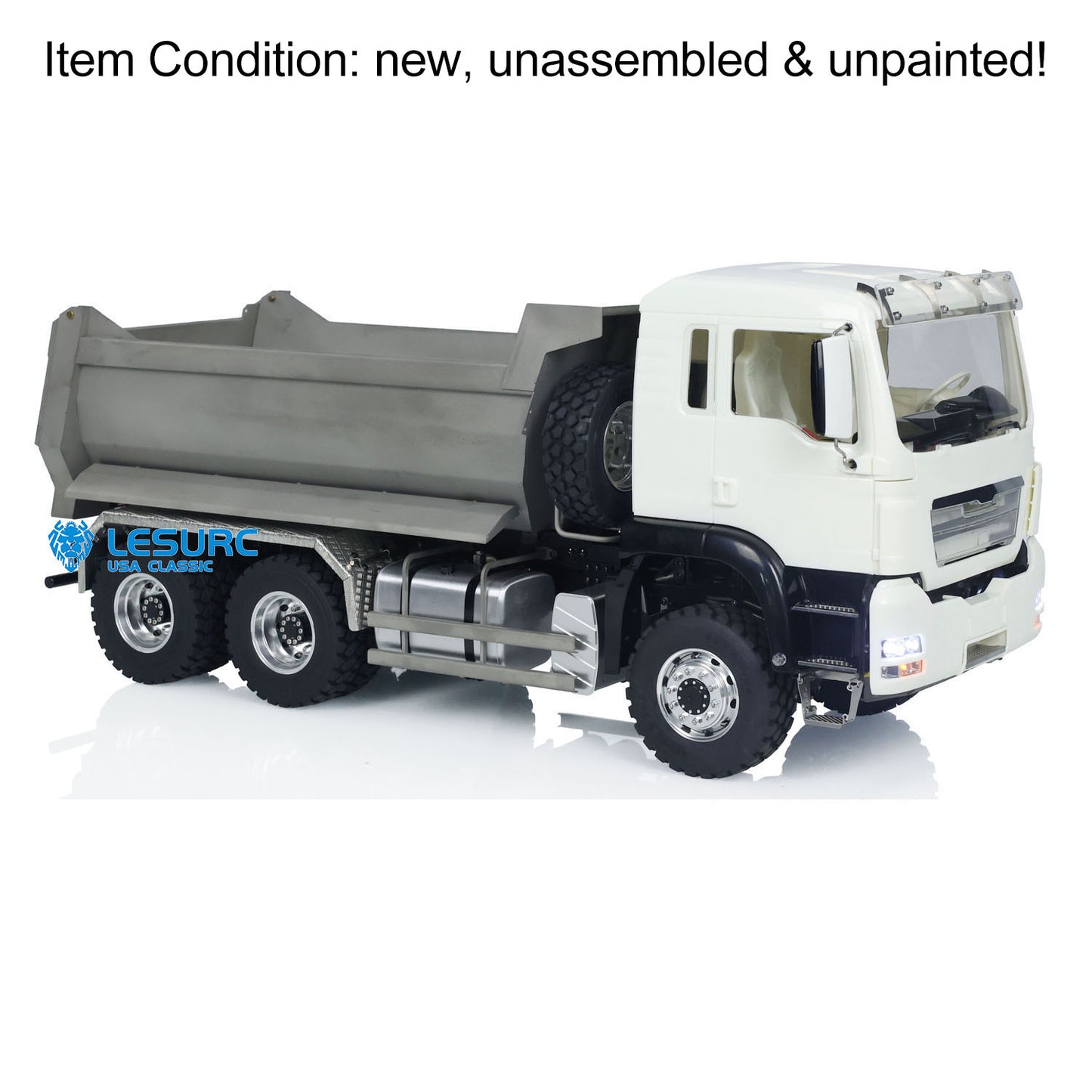 LESU 6*6 Front Cylinder Hydraulic Dumper Truck Tipper for 1/14 Scale Remote Controlled Model Construction Vehicles