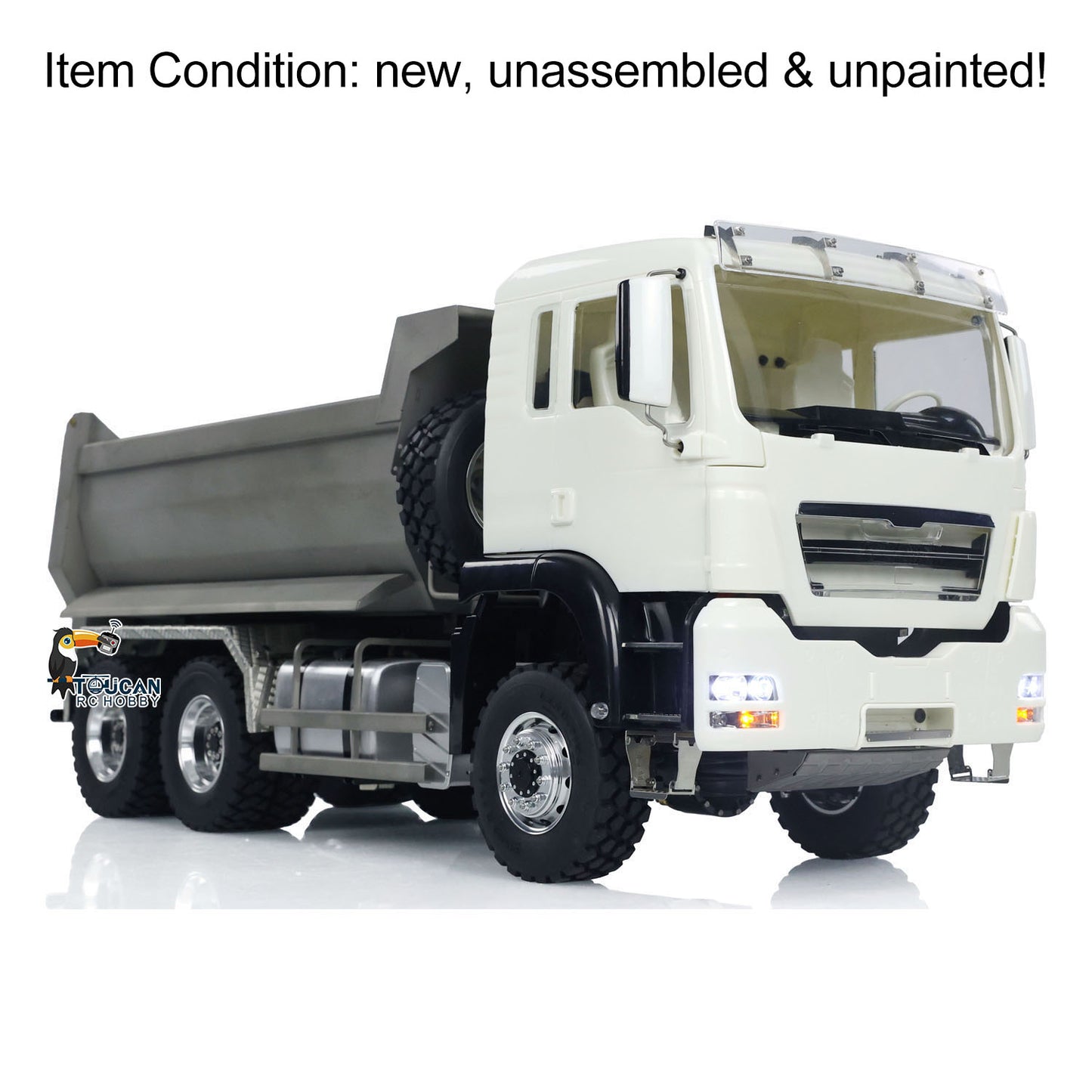 LESU Metal 1/14 Remote Control 6*6 Tractor Truck Dumper Model RC Engineering Vehicle Car With Front Multi-stage U Bucket