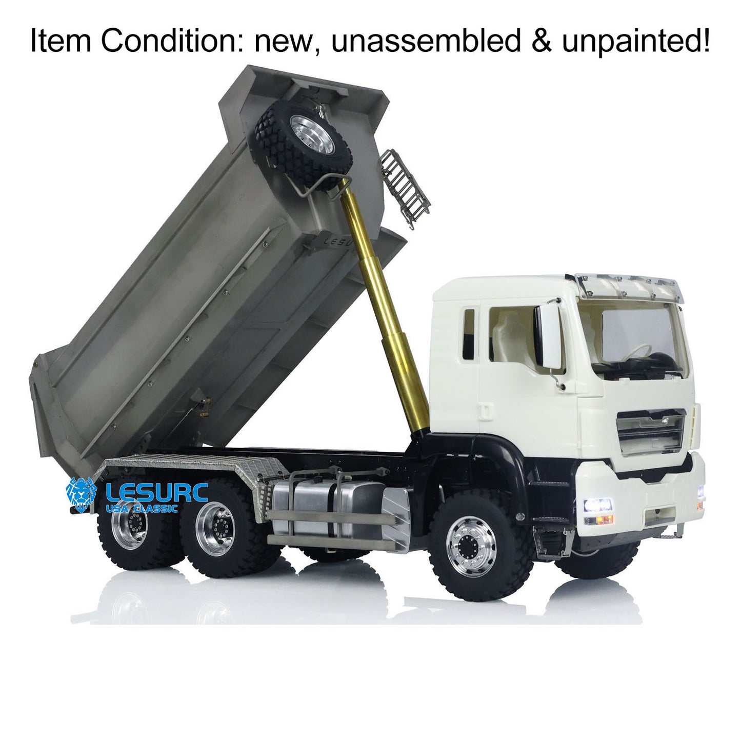 LESU 6*6 Front Cylinder Hydraulic Dumper Truck Tipper for 1/14 Scale Remote Controlled Model Construction Vehicles