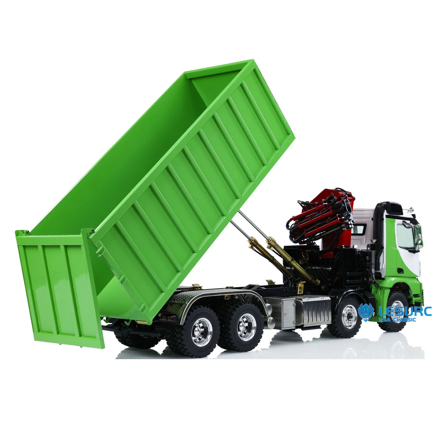 Metal LESU 1/14 RC Hydraulic Crane Dump Truck 8x8 RTR Car 3348 Dumper Waste Bin Simulation Vehicle Hobby Model PL18EV Radio