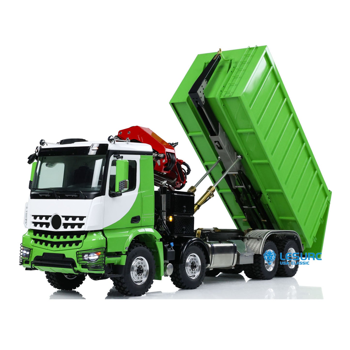 Metal LESU 1/14 RC Hydraulic Crane Dump Truck 8x8 RTR Car 3348 Dumper Waste Bin Simulation Vehicle Hobby Model PL18EV Radio