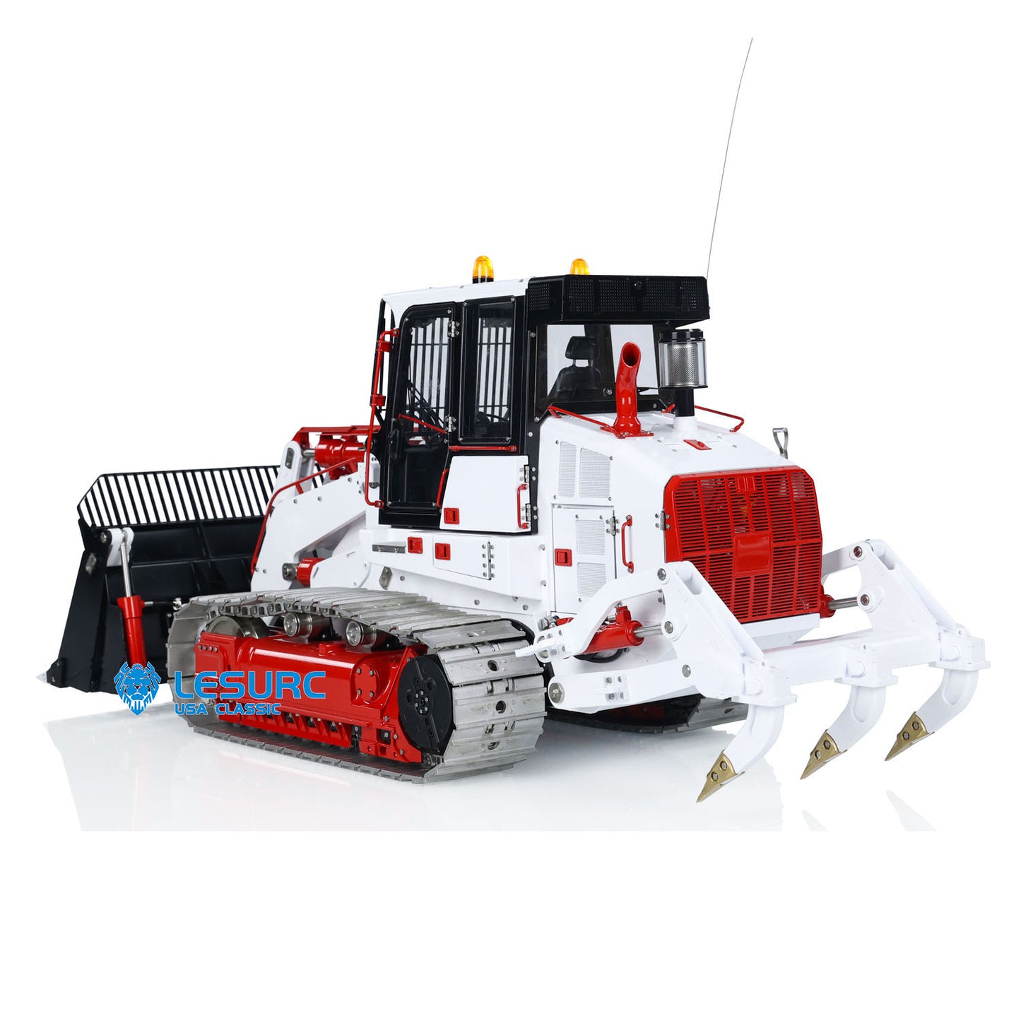 LESU 973K 1/14 Metal RC Hydraulic Loader B0024 with Flysky ST8 Radio Controller Light Sound System Openable Bucket Rear Plow for Outdoor Fun