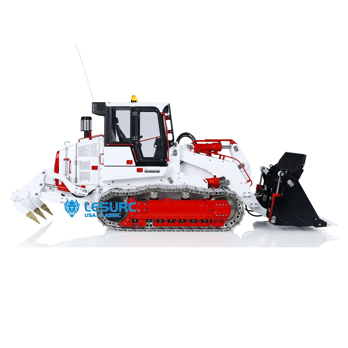 1:14 LESU AOUE 973K Hydraulic RC Loader ST8 Radio Control Tracked Car Construction Vehicle Model Openable Bucket Rear Plow Sound