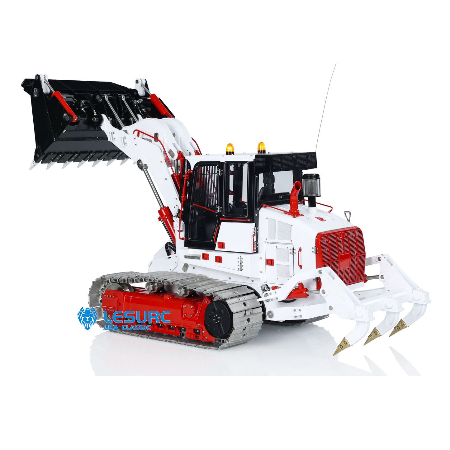 1:14 LESU AOUE 973K Hydraulic RC Loader ST8 Radio Control Tracked Car Construction Vehicle Model Openable Bucket Rear Plow Sound