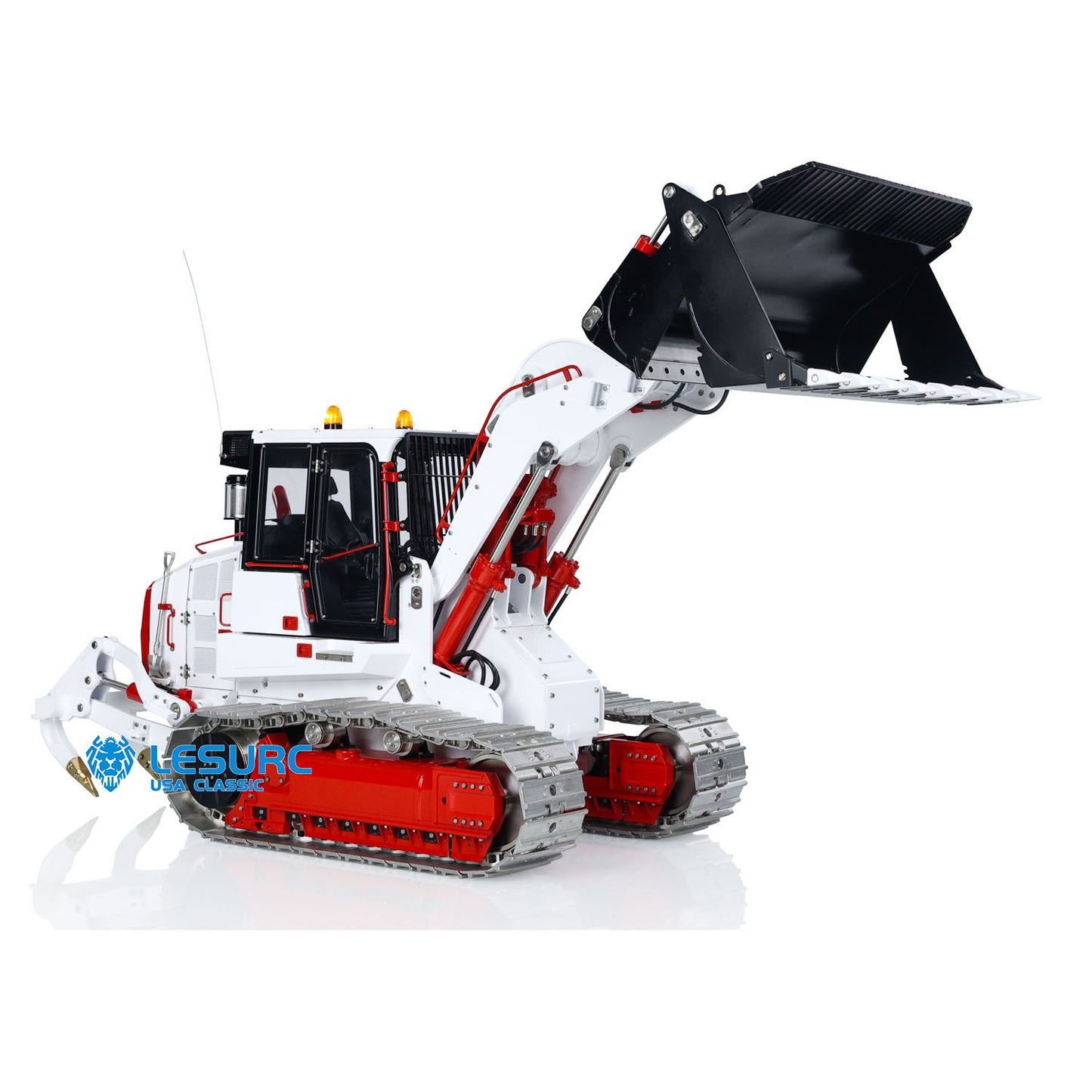 1:14 LESU AOUE 973K Hydraulic RC Loader ST8 Radio Control Tracked Car Construction Vehicle Model Openable Bucket Rear Plow Sound