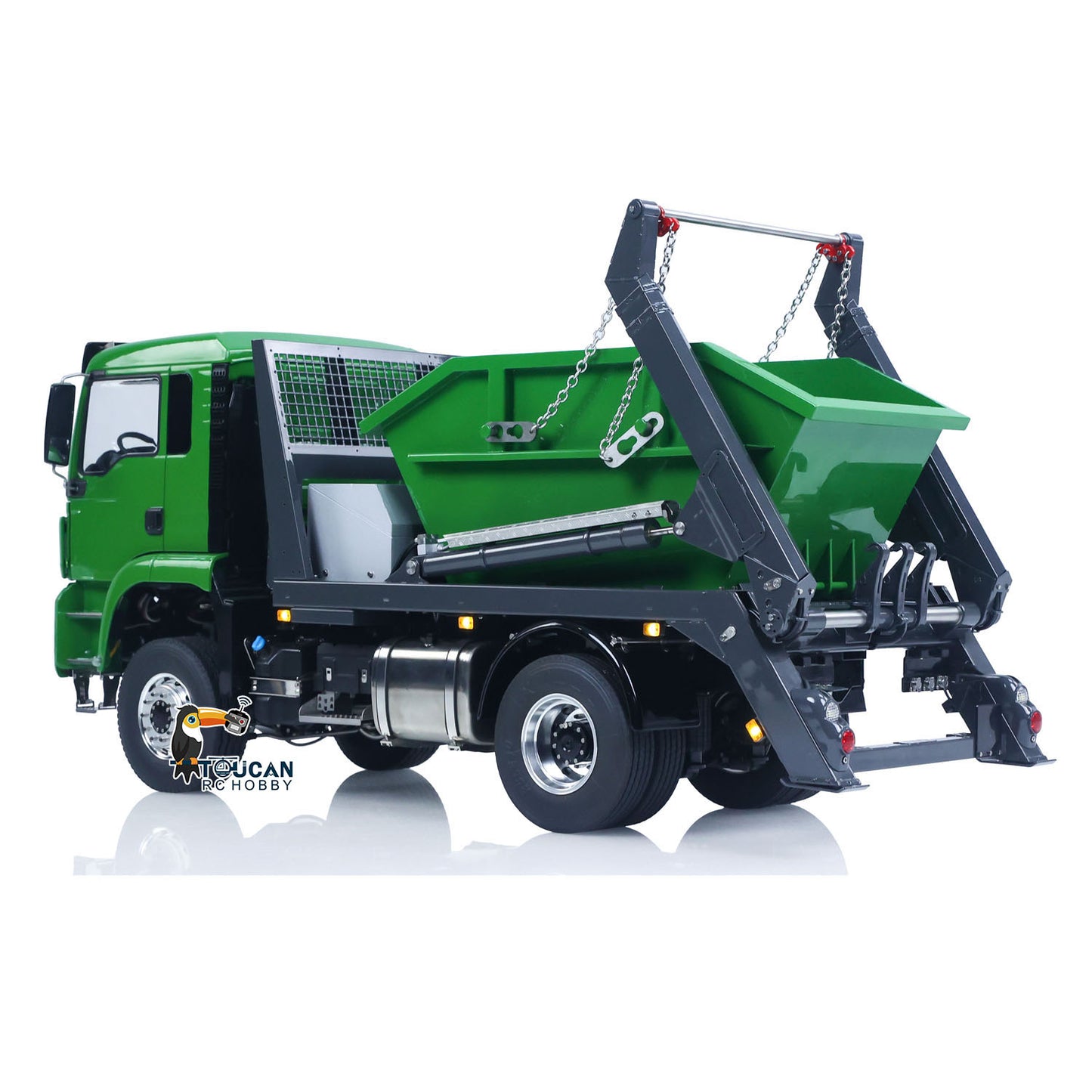 LESU 4X4 1/14 RC Hydraulic Swing Arm Garbage Truck Skip Loader TGS Paintied Car Simulation Vehicle Hobby Model 4CH Reversing Valve