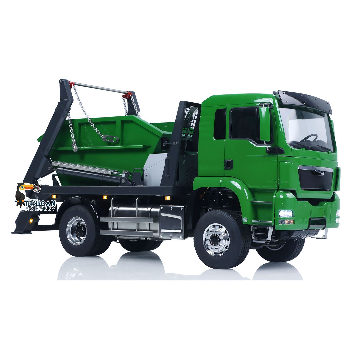 LESU 4X4 1/14 RC Hydraulic Swing Arm Garbage Truck Skip Loader TGS Paintied Car Simulation Vehicle Hobby Model 4CH Reversing Valve