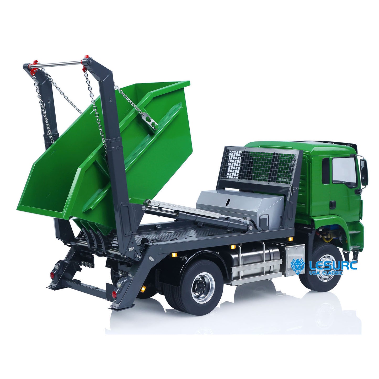LESU Z0068 1/14 Metal 4x4 Hydraulic Swing Arm Garbage Vehicle with TGS Cabin 3 Speed Transmission 4CH Reversing Valve Lock Differential Axles