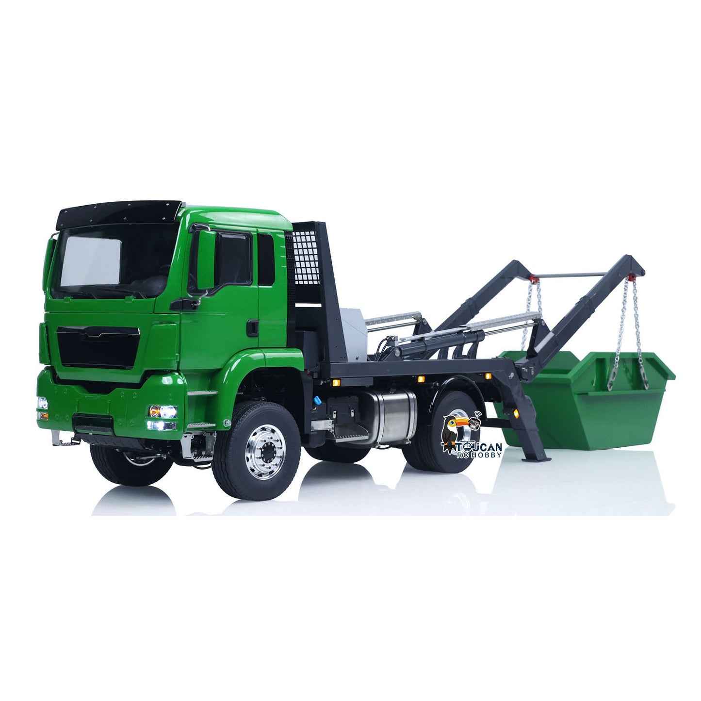 LESU 4X4 1/14 RC Hydraulic Swing Arm Garbage Truck Skip Loader TGS Paintied Car Simulation Vehicle Hobby Model 4CH Reversing Valve