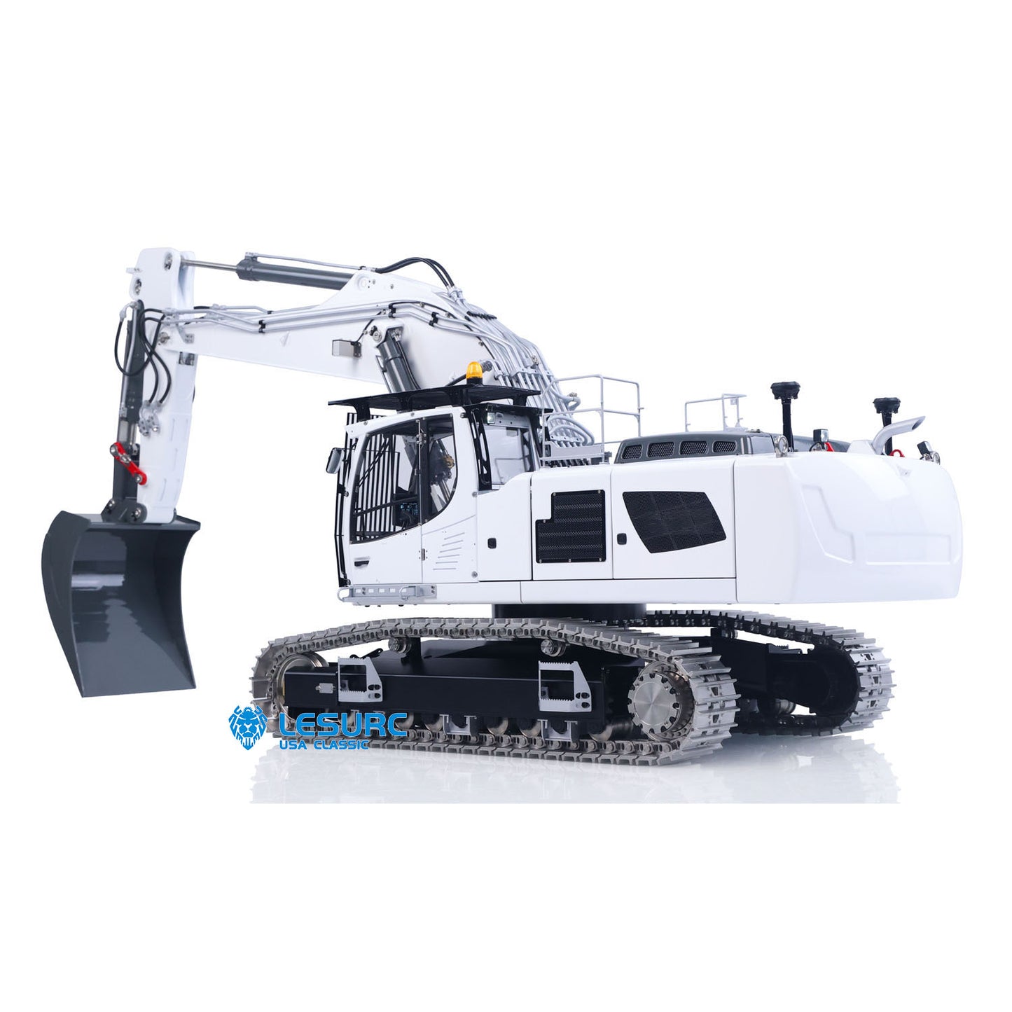 LIMITED-TIME SALE IN Stock Metal LESU 1/14 RC Hydraulic Excavator 2 Arms LR956 Remote Control Digger Model 4MPA Dual Pumps Light 3S Battery PL18EV LITE