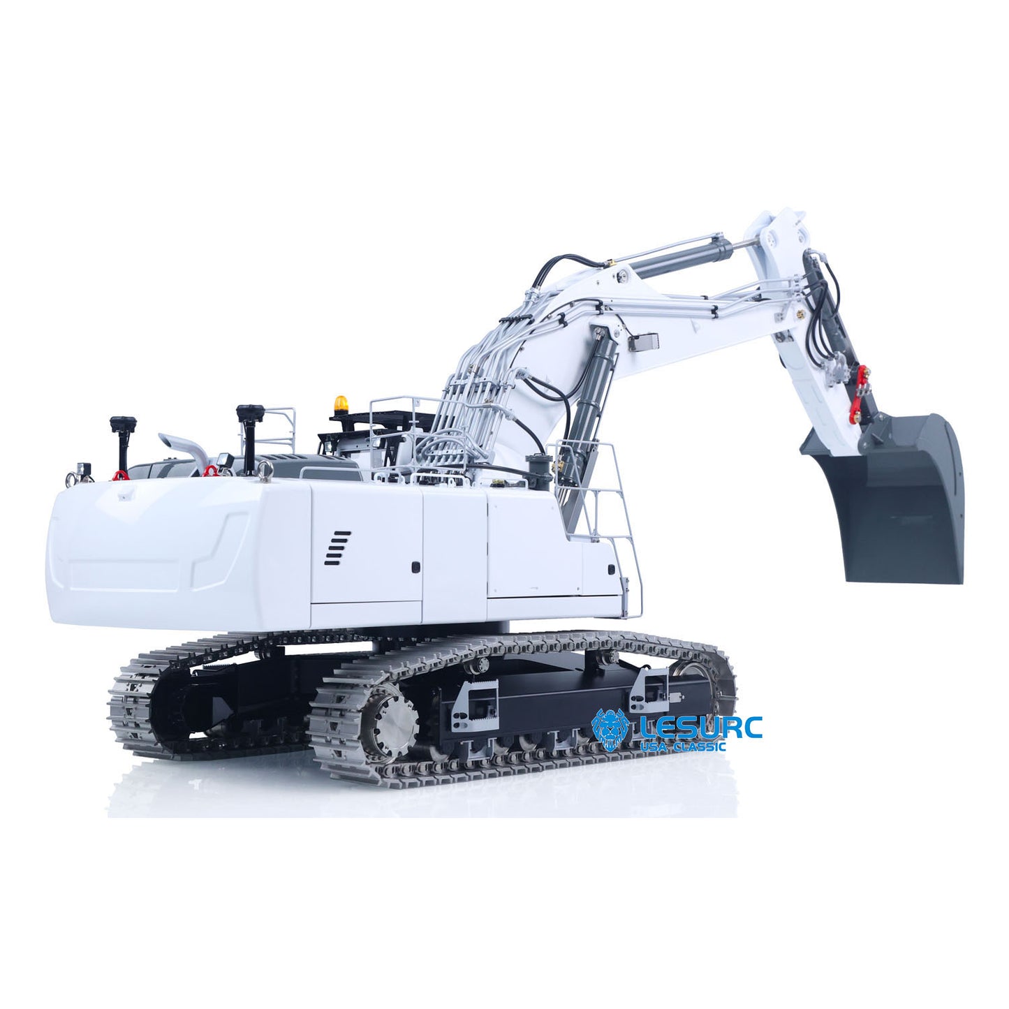 LIMITED-TIME SALE IN Stock Metal LESU 1/14 RC Hydraulic Excavator 2 Arms LR956 Remote Control Digger Model 4MPA Dual Pumps Light 3S Battery PL18EV LITE