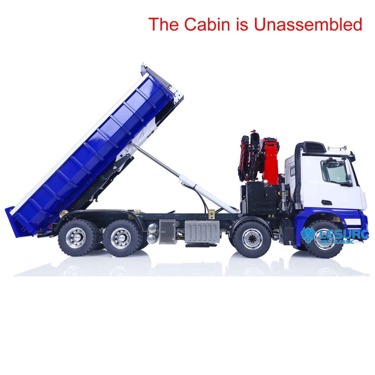 LESU Z0017 1/14 Metal Hydraulic 8x8 RC Dump Truck with Crane Brushless ESC 2 Transmission Differential Axles Sound Light System