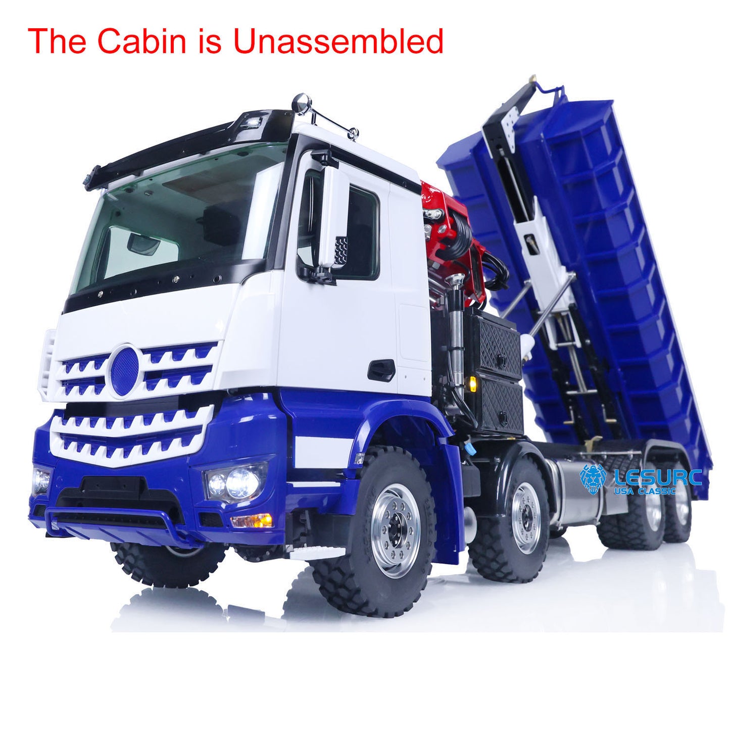 LESU Z0017 1/14 Metal Hydraulic 8x8 RC Dump Truck with Crane Brushless ESC 2 Transmission Differential Axles Sound Light System