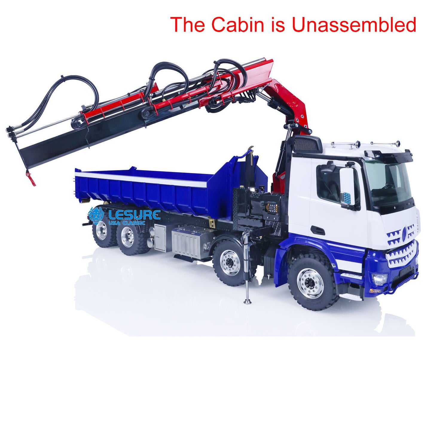 LESU Z0017 1/14 Metal Hydraulic 8x8 RC Dump Truck with Crane Brushless ESC 2 Transmission Differential Axles Sound Light System