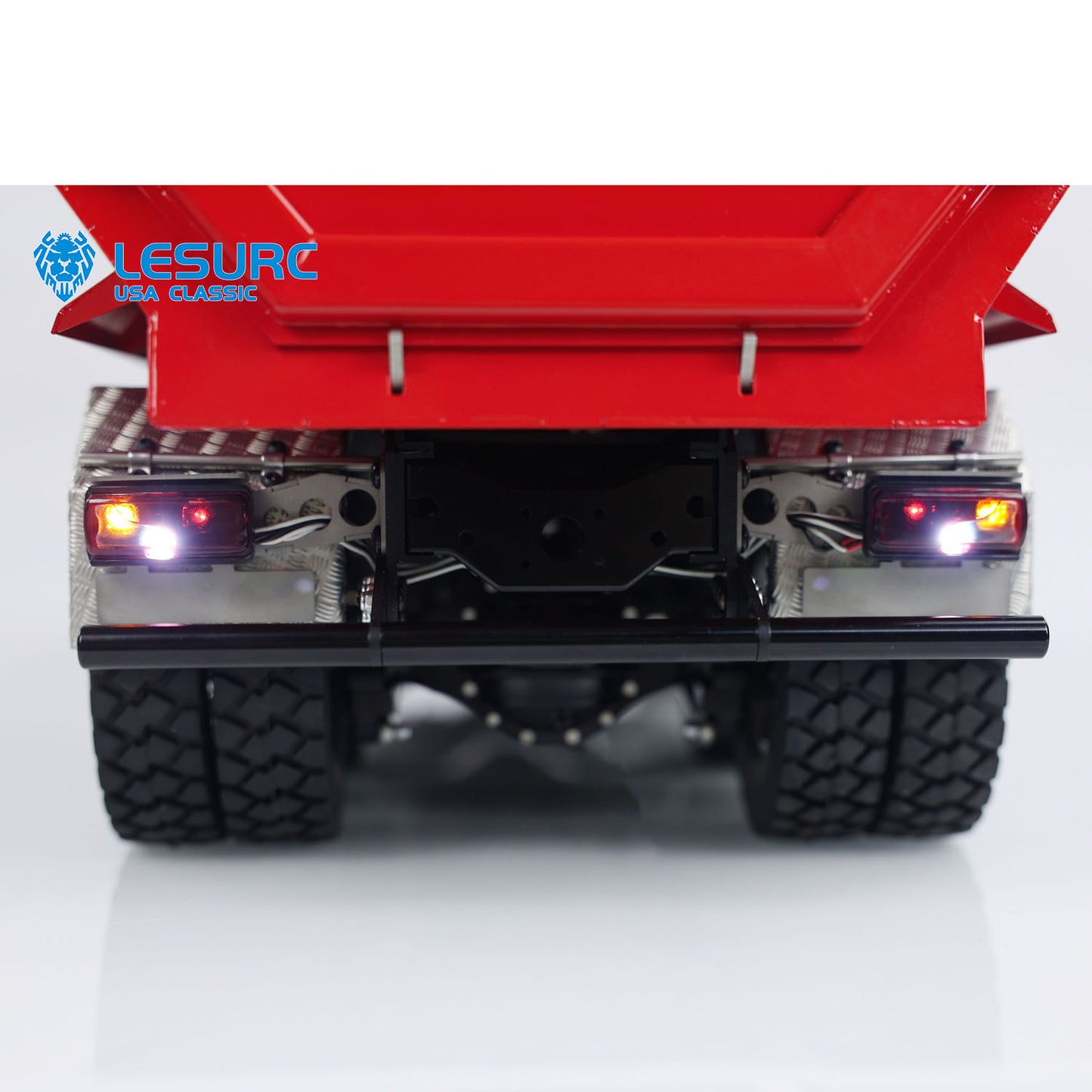 LESU 1/14 8x8 Metal Hydraulic RC Dump Truck Tipper 2 Speed Transmission Axles With Differential Lock FlySky I6S Remote Controller Sound Light System