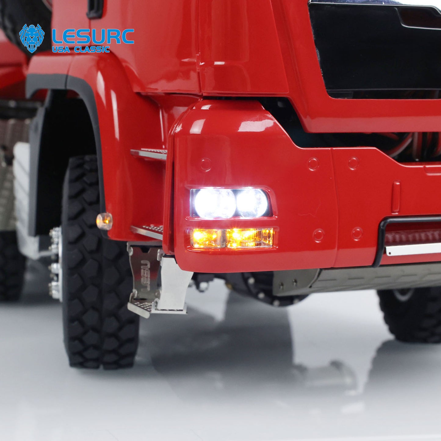 LESU 1/14 8x8 Metal Hydraulic RC Dump Truck Tipper 2 Speed Transmission Axles With Differential Lock FlySky I6S Remote Controller Sound Light System