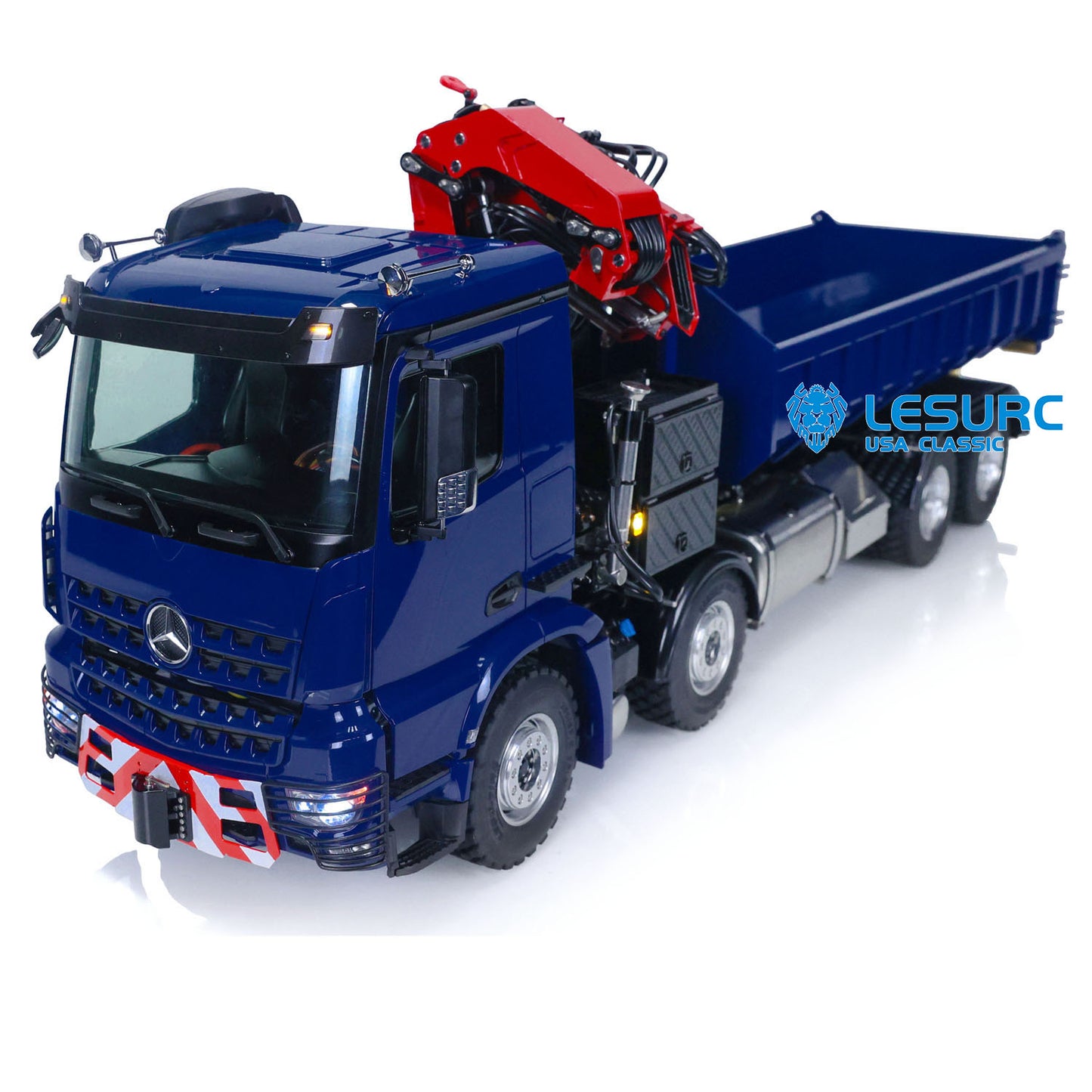 1/14 LESU RC 8x8 RTR Metal Hydraulic Crane Dumper Tipper Truck Electric Dump Car W/ Light Sound ESC Motor PL18EV Radio Battery