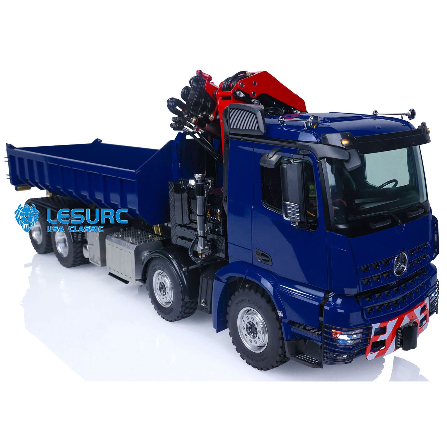 1/14 LESU RC 8x8 RTR Metal Hydraulic Crane Dumper Tipper Truck Electric Dump Car W/ Light Sound ESC Motor PL18EV Radio Battery