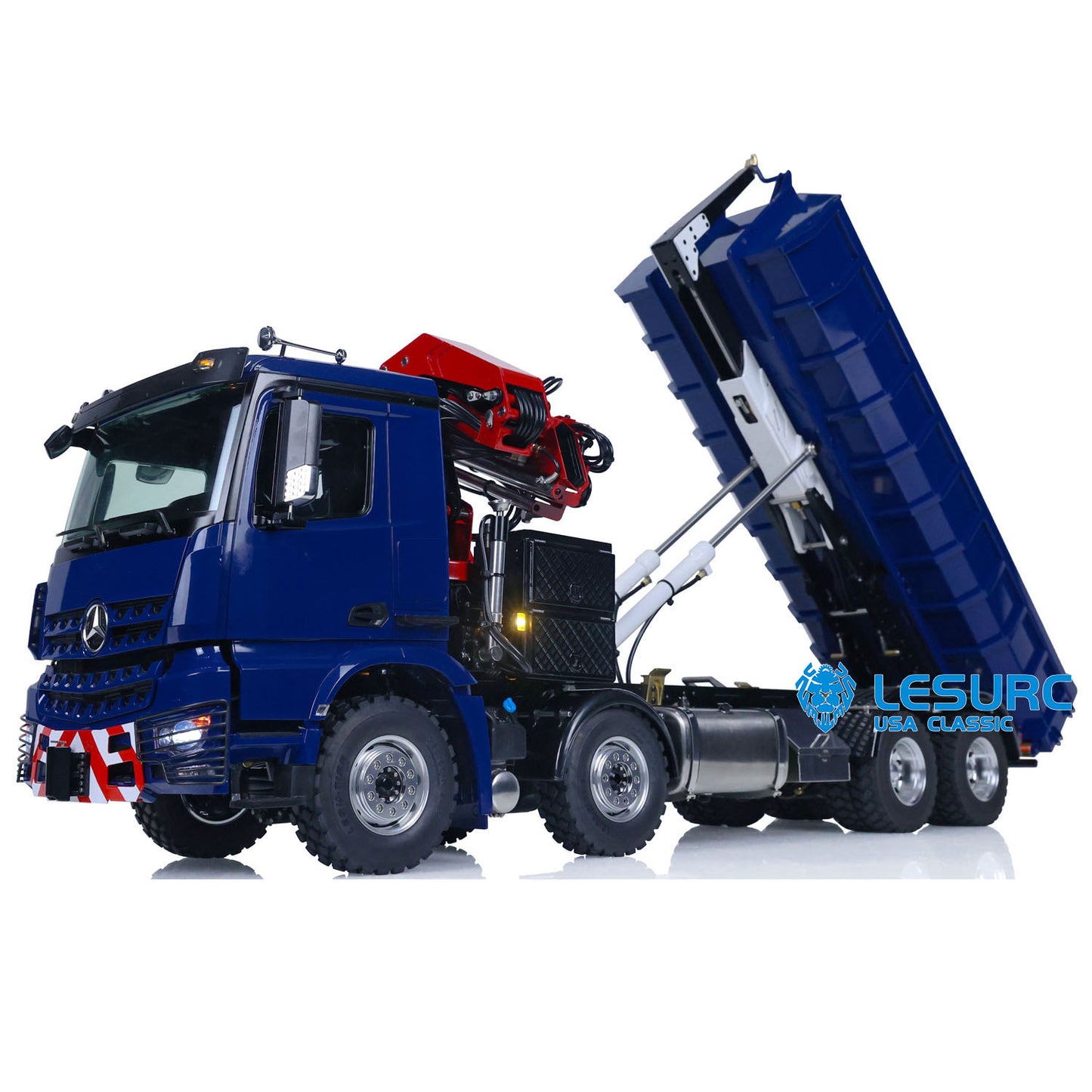 1/14 LESU RC 8x8 RTR Metal Hydraulic Crane Dumper Tipper Truck Electric Dump Car W/ Light Sound ESC Motor PL18EV Radio Battery