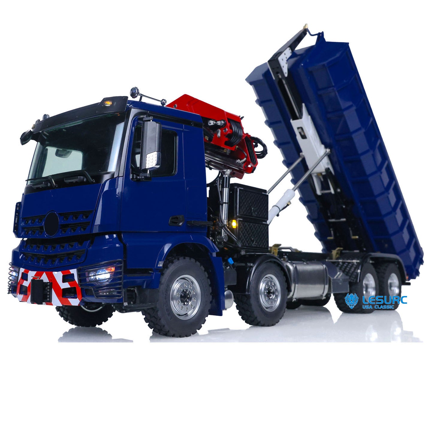 1/14 LESU RC 8x8 RTR Metal Hydraulic Crane Dumper Tipper Truck Electric Dump Car W/ Light Sound ESC Motor PL18EV Radio Battery