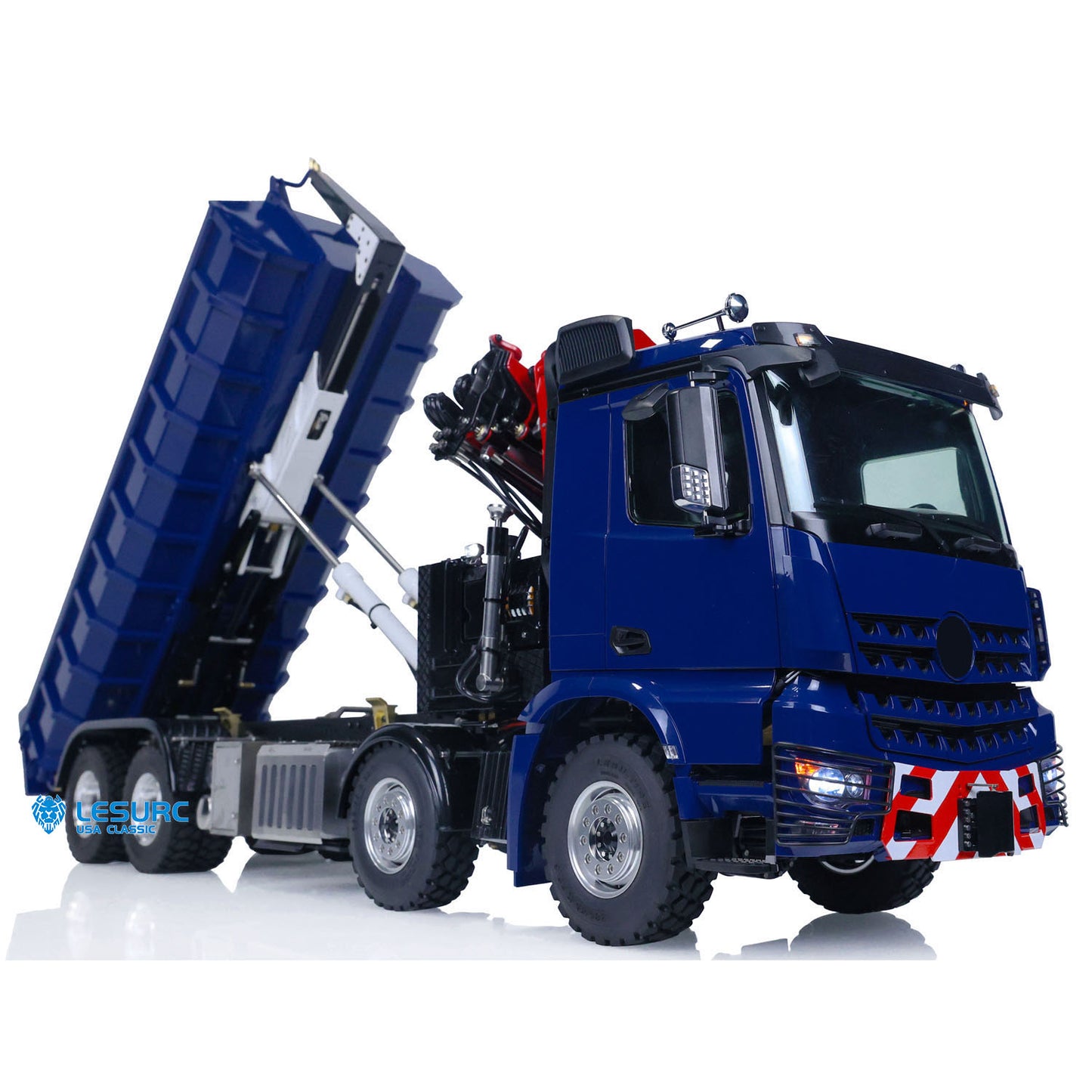 1/14 LESU RC 8x8 RTR Metal Hydraulic Crane Dumper Tipper Truck Electric Dump Car W/ Light Sound ESC Motor PL18EV Radio Battery