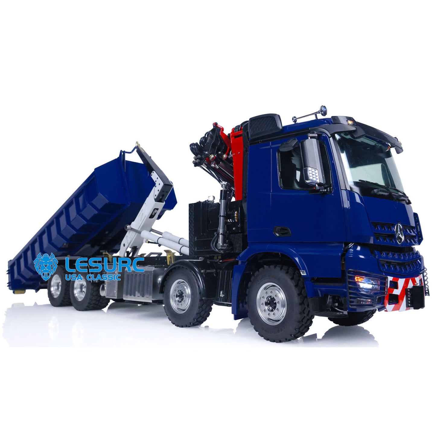 1/14 LESU RC 8x8 RTR Metal Hydraulic Crane Dumper Tipper Truck Electric Dump Car W/ Light Sound ESC Motor PL18EV Radio Battery