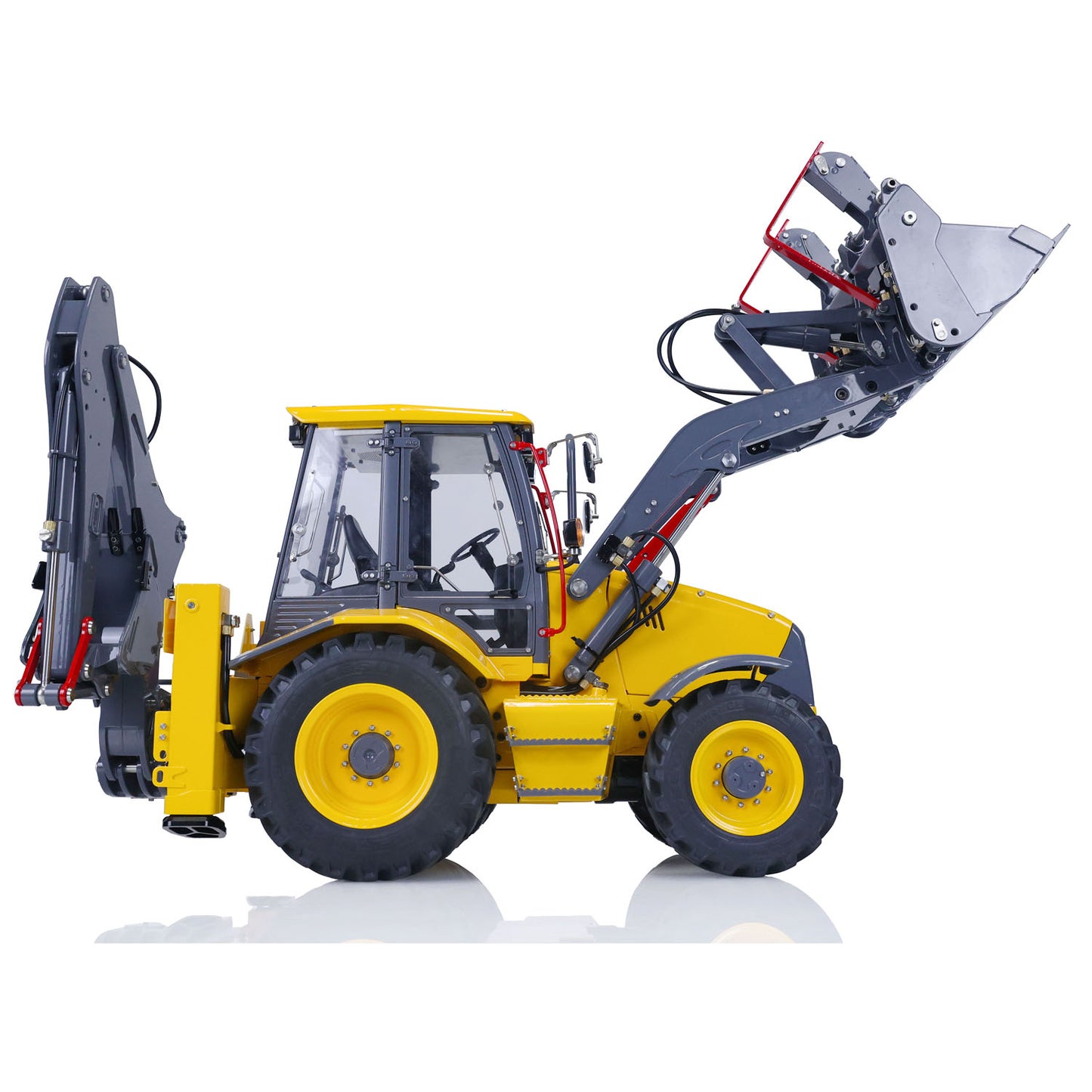 LESU 1/14 RC Backhoe Loader Metal Hydraulic AOUE BL71 2 in 1 Electric Excavator PL18EVLite Radio System Hydraulic Support Leg Rotating Light Sound