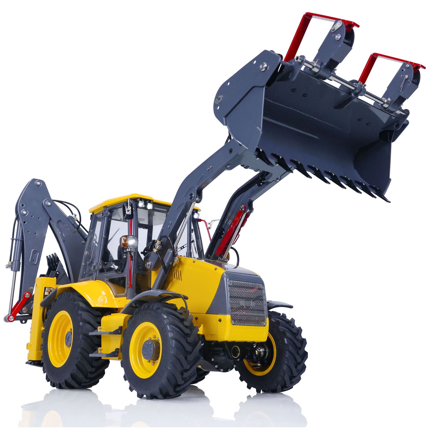 LESU 1/14 RC Backhoe Loader Metal Hydraulic AOUE BL71 2 in 1 Electric Excavator PL18EVLite Radio System Hydraulic Support Leg Rotating Light Sound
