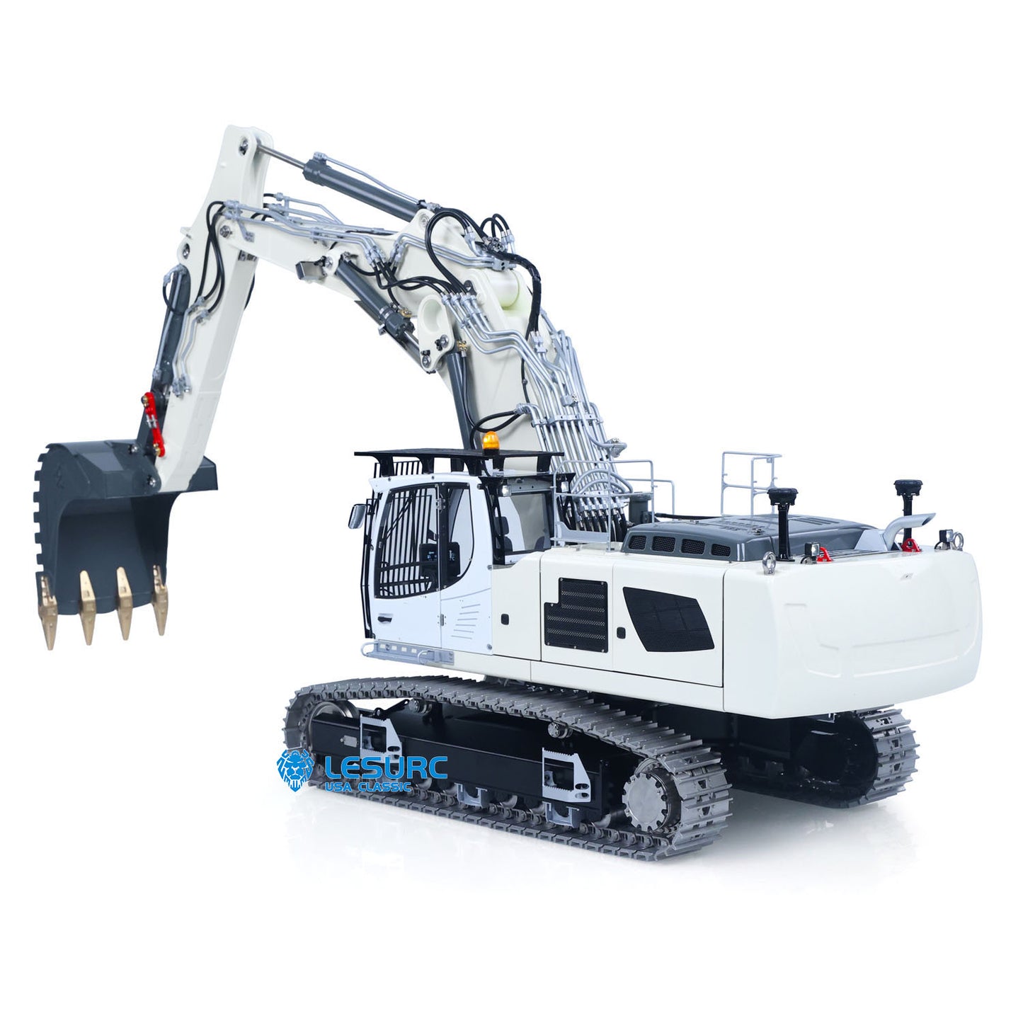 LESU LR956 1/14 Metal 3Arms RC Hydraulic Excavator B0040 with Dual Pump Brushless Motor Light System for Construction Hobbyists Outdoor Fun