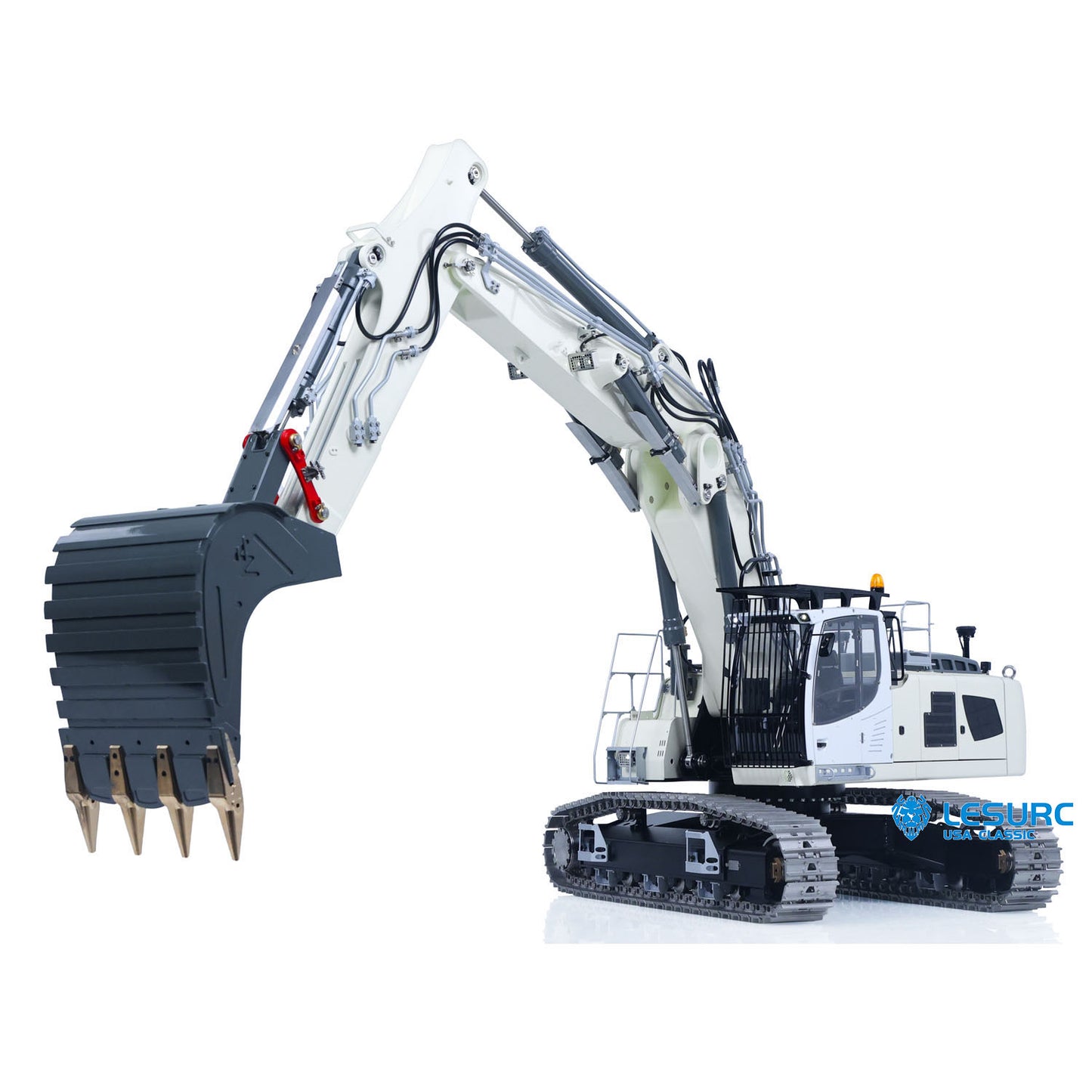 LESU LR956 1/14 Metal 3Arms RC Hydraulic Excavator B0040 with Dual Pump Brushless Motor Light System for Construction Hobbyists Outdoor Fun
