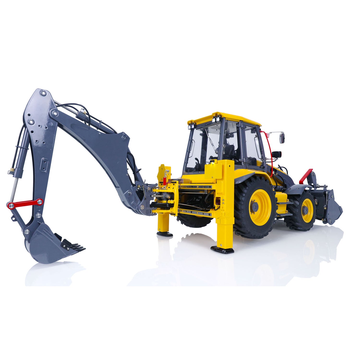 LESU 1/14 RC Backhoe Loader Metal Hydraulic AOUE BL71 2 in 1 Electric Excavator PL18EVLite Radio System Hydraulic Support Leg Rotating Light Sound