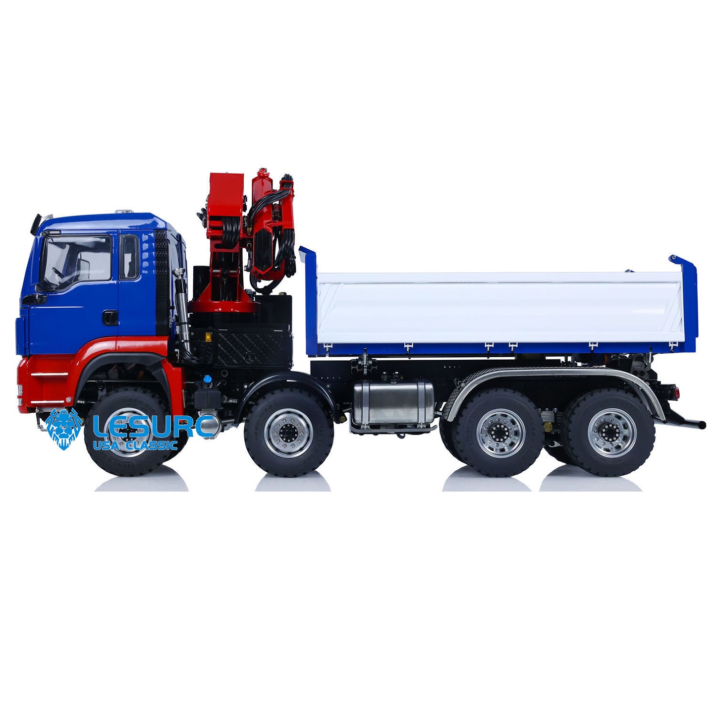 LESU Z0063 1/14 Metal Hydraulic 3 Ways RC Dump Truck with Crane Paladin PL18EV Remote Controller 7CH Valve 2 Speed Transmission Sound Light System