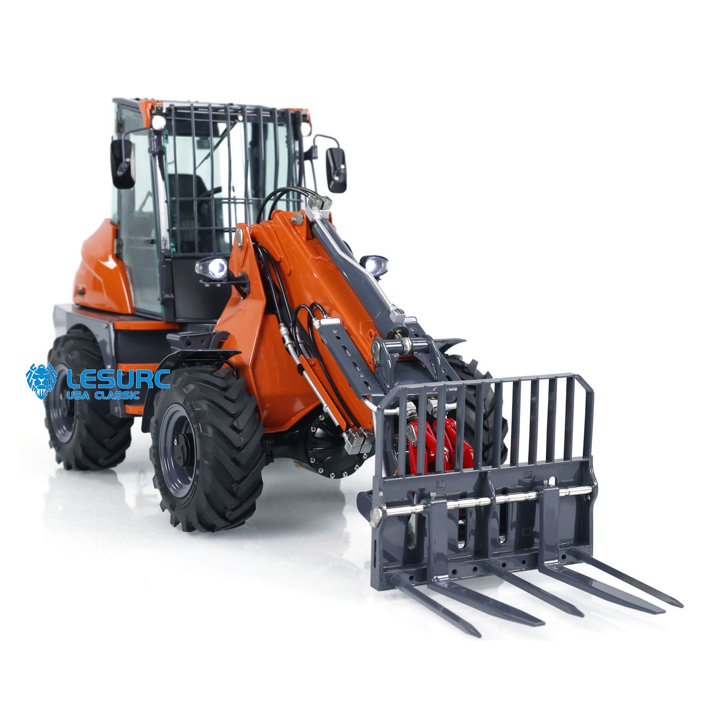 US STOCK LESU 1/14 Hydraulic RC Telescopic Arm Loader AT1050 Fork Truck 4X4 Painted Assembled Model For Collections Teshulianjie