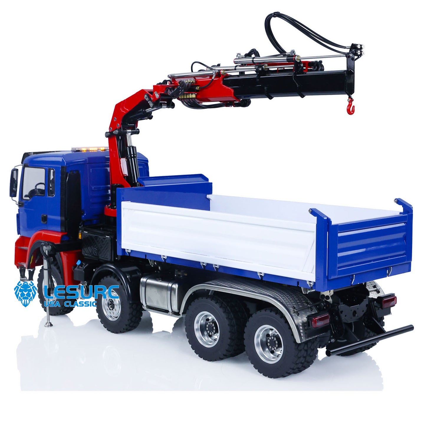 LESU Z0063 1/14 Metal Hydraulic 3 Ways RC Dump Truck with Crane Paladin PL18EV Remote Controller 7CH Valve 2 Speed Transmission Sound Light System
