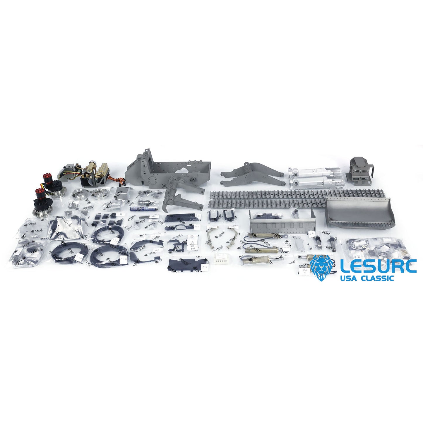 In Stock LESU 1/14 Metal Hydraulic Tracked RC Loader Kits Servo ESC Decals Light Sound System 4CH Valve Motor Bucket Construction Vehicles